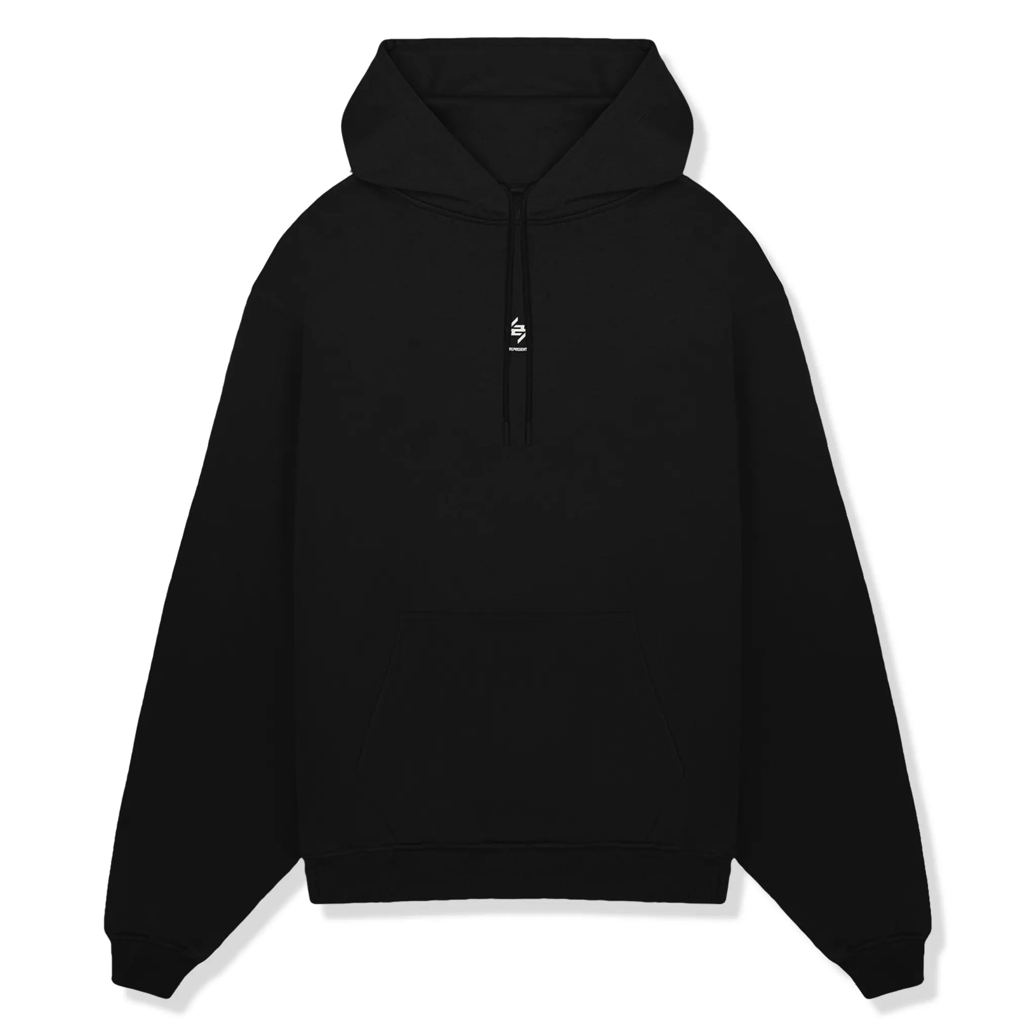 Front view of Represent 247 Oversized Jet Black Hoodie 247M458-01
