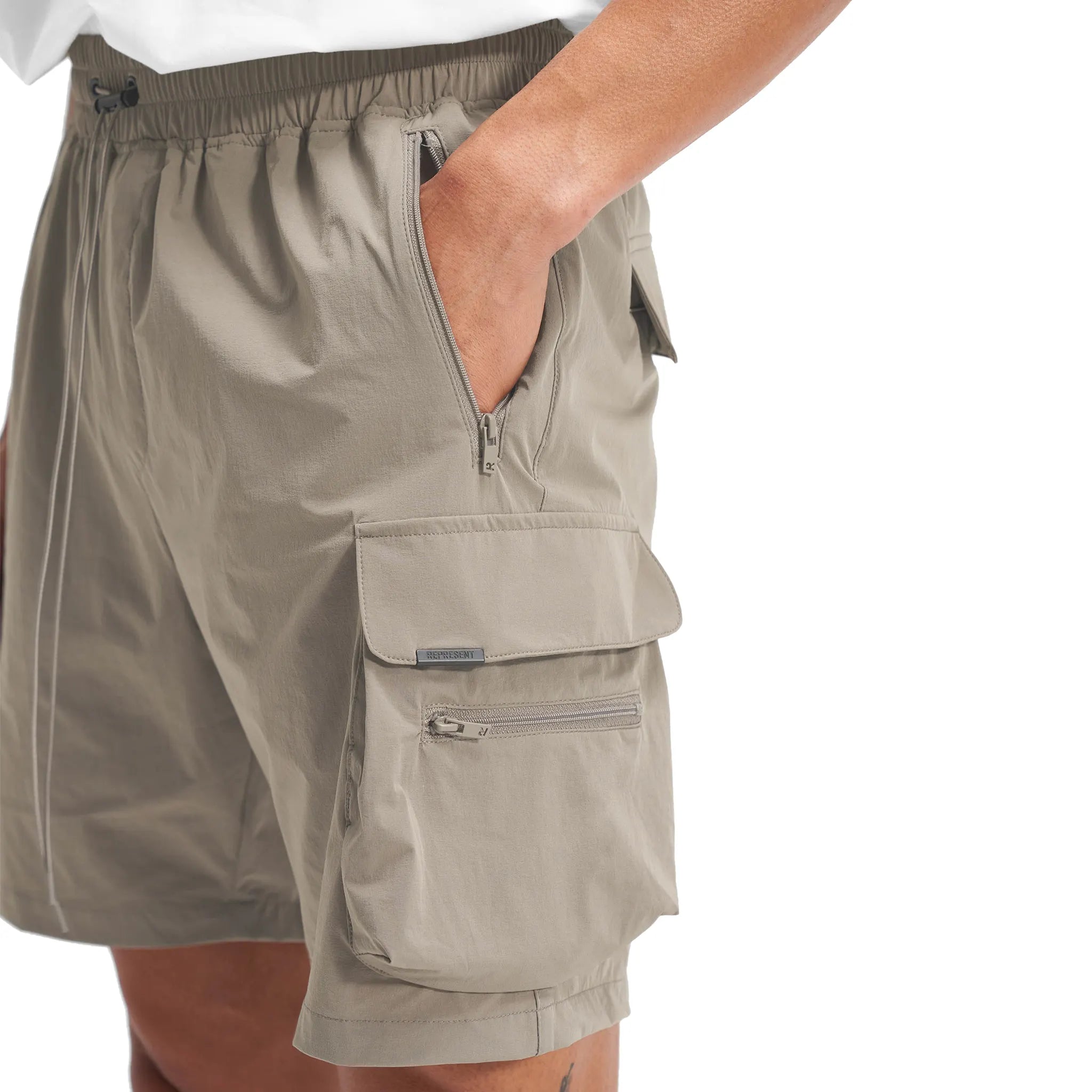 Pocket view of Represent 247 Taupe Shorts M09048-38