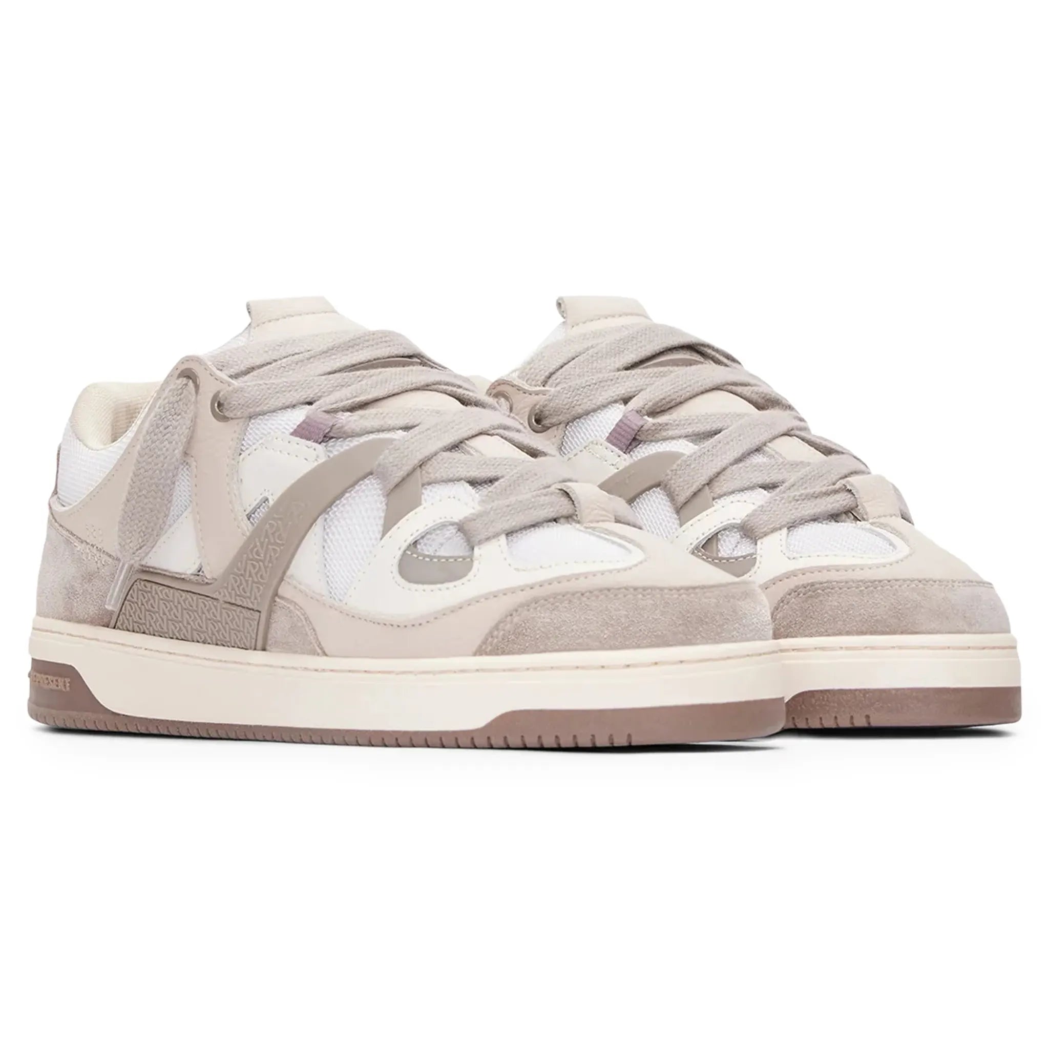 Pair view of Represent Bully Panelled Canvas Washed Taupe Cashmere Sneakers MF9017-443
