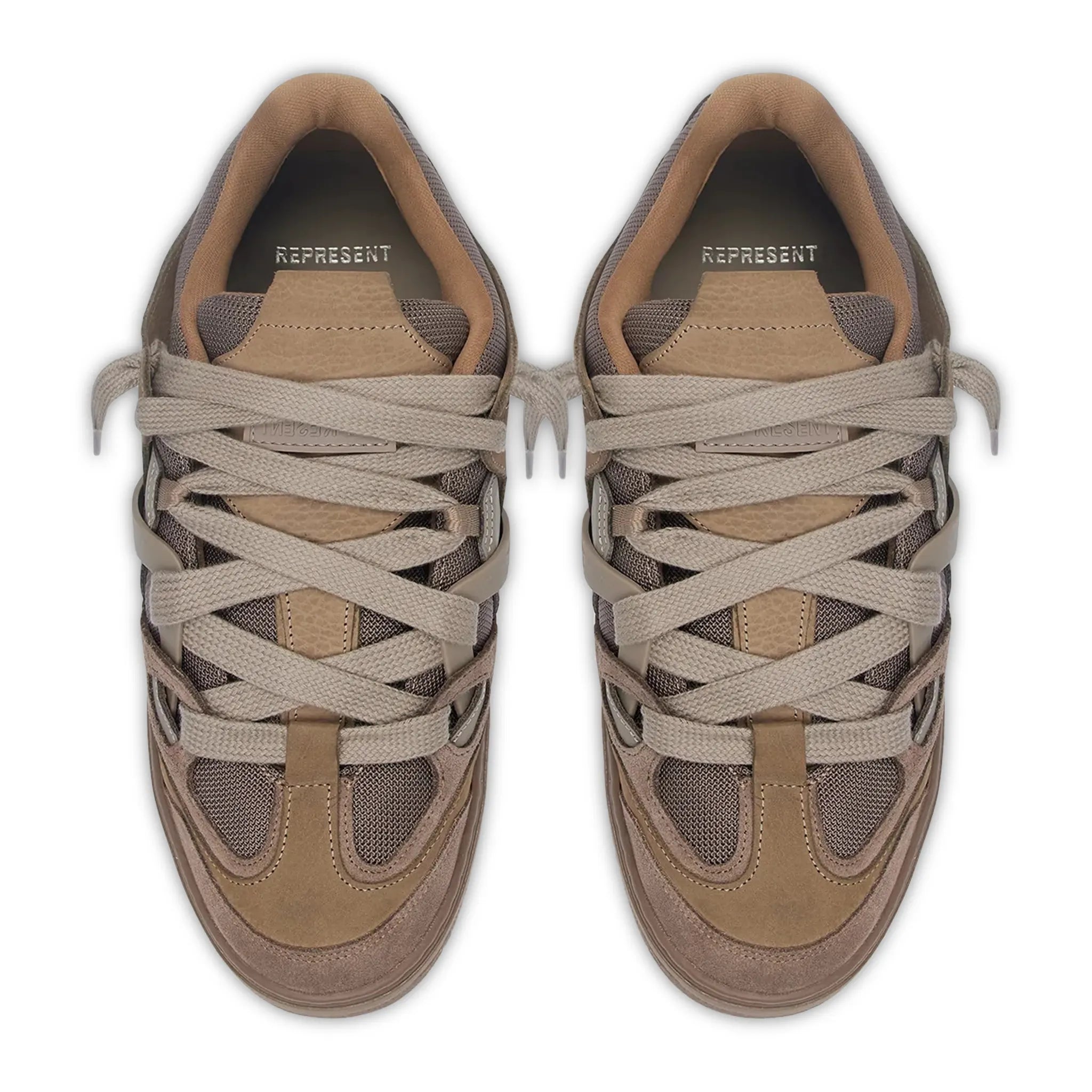 Top view of Represent Bully Panelled Canvas Washed Taupe Sneakers MF9015-431