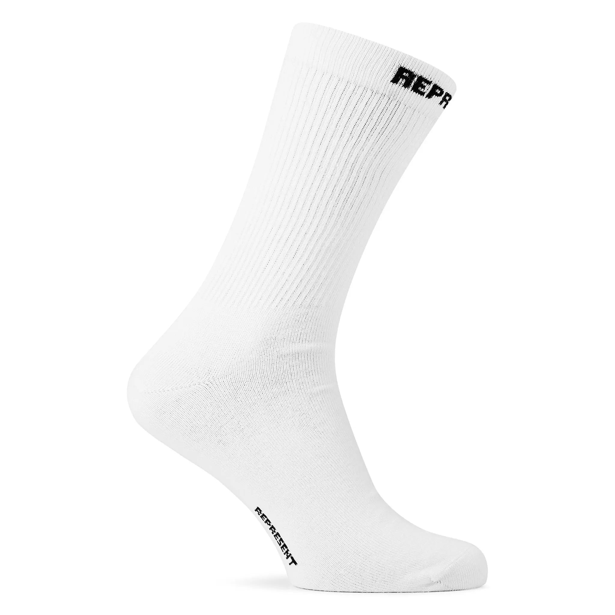 Side view of Represent Core White Sock