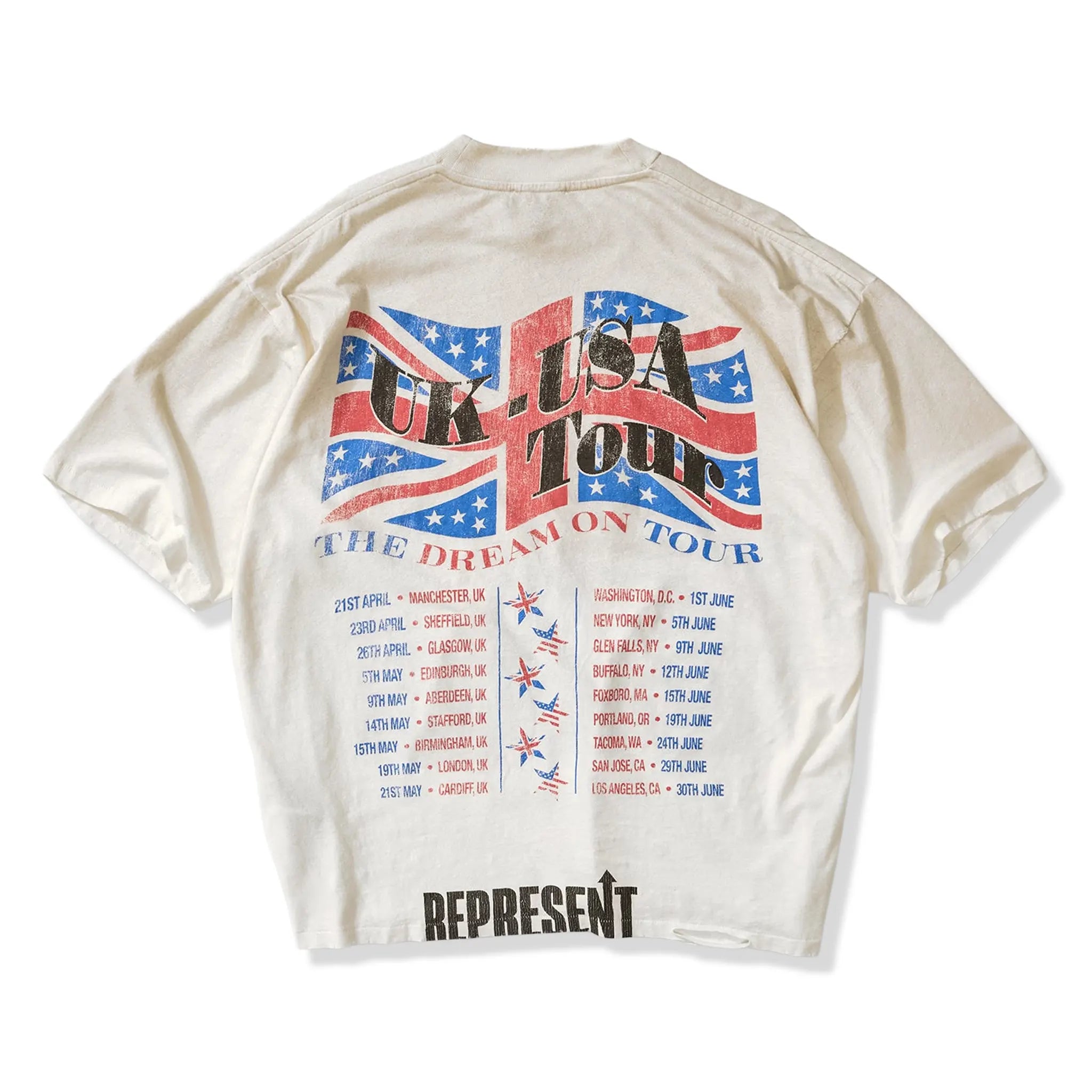 Back View of Represent Dream On Tour Oversized Washed Ecru T-Shirt MLM100593-30