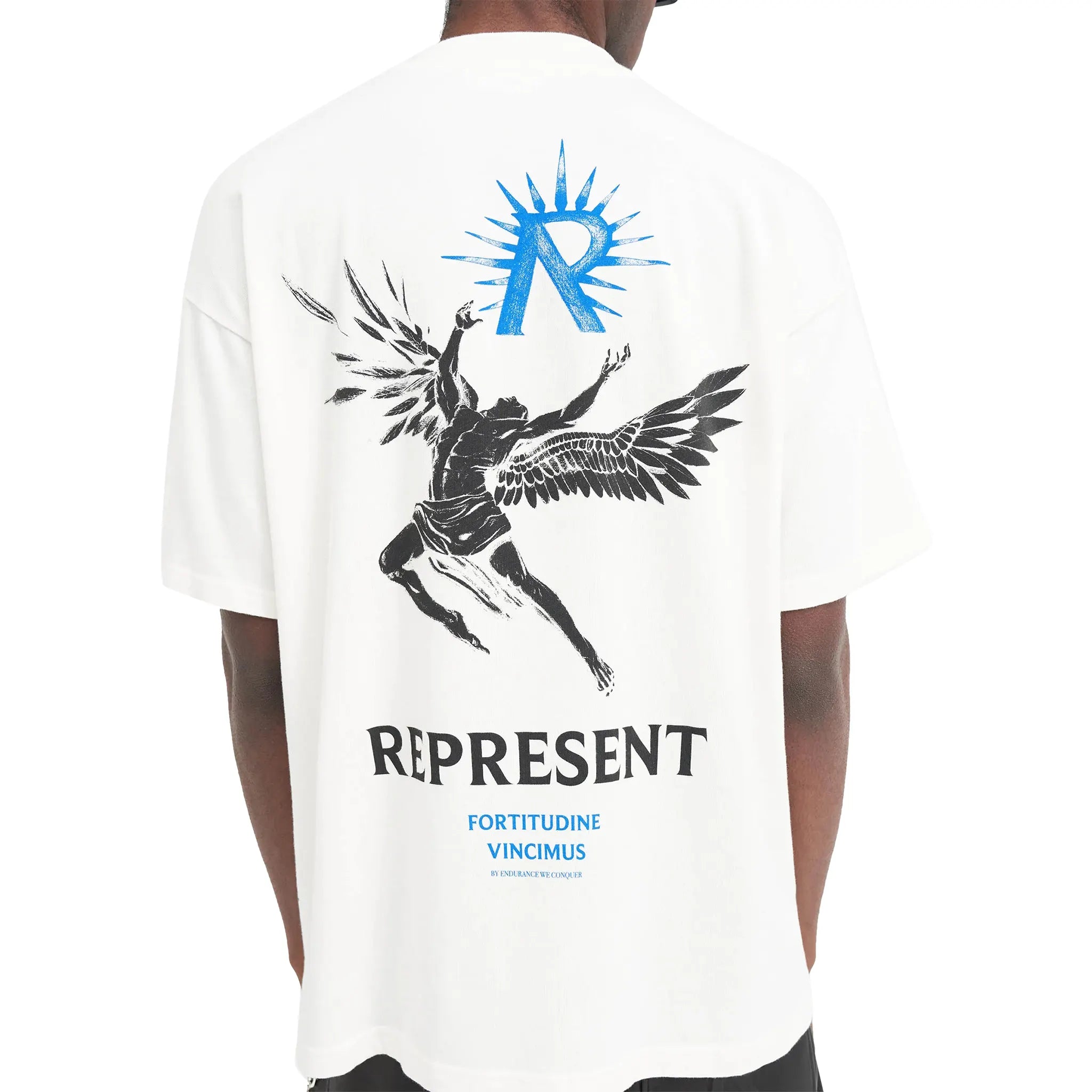 Back Detail view of Represent Icarus Flat White T Shirt MLM467-72