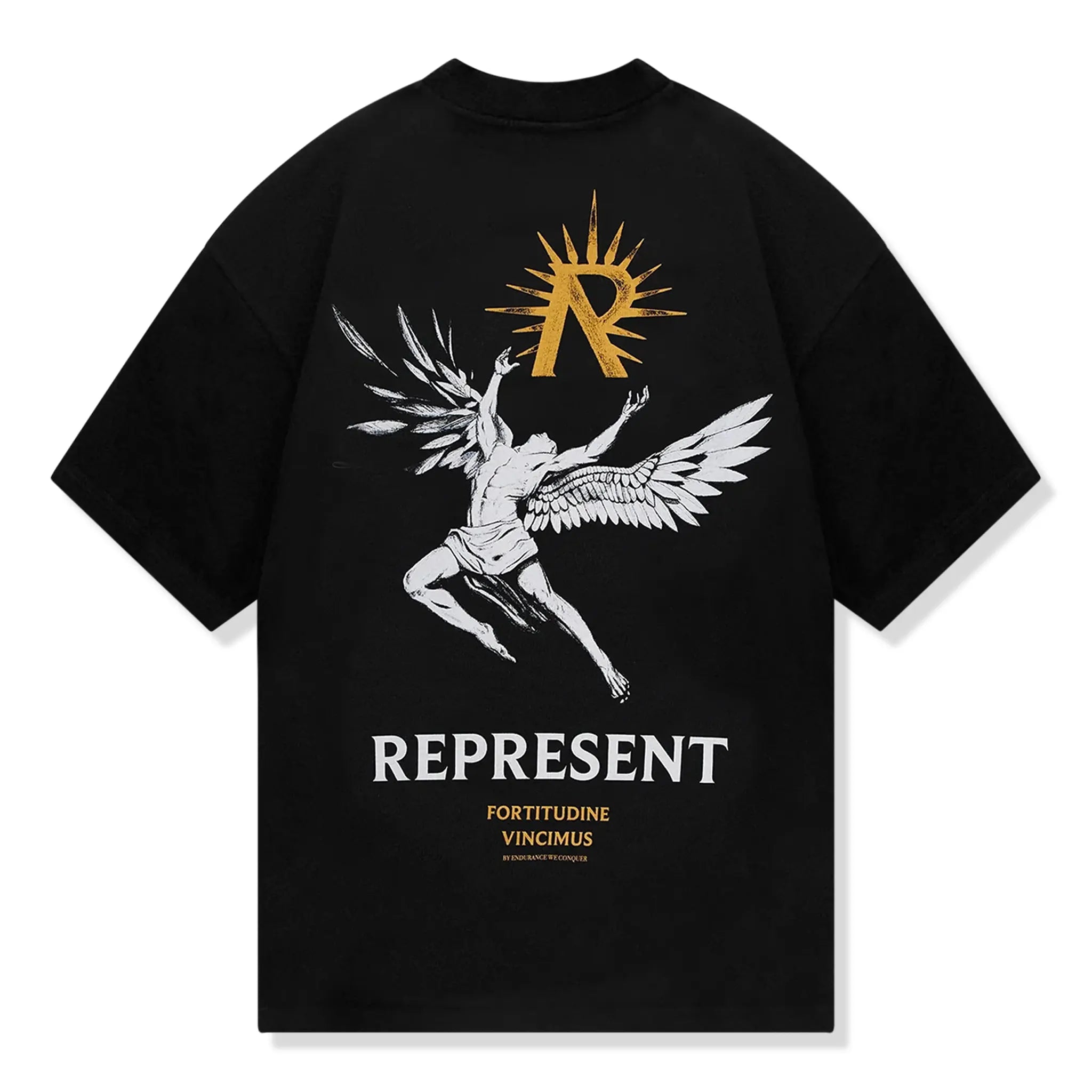 Back view of Represent Icarus Jet Black T Shirt MLM467-01