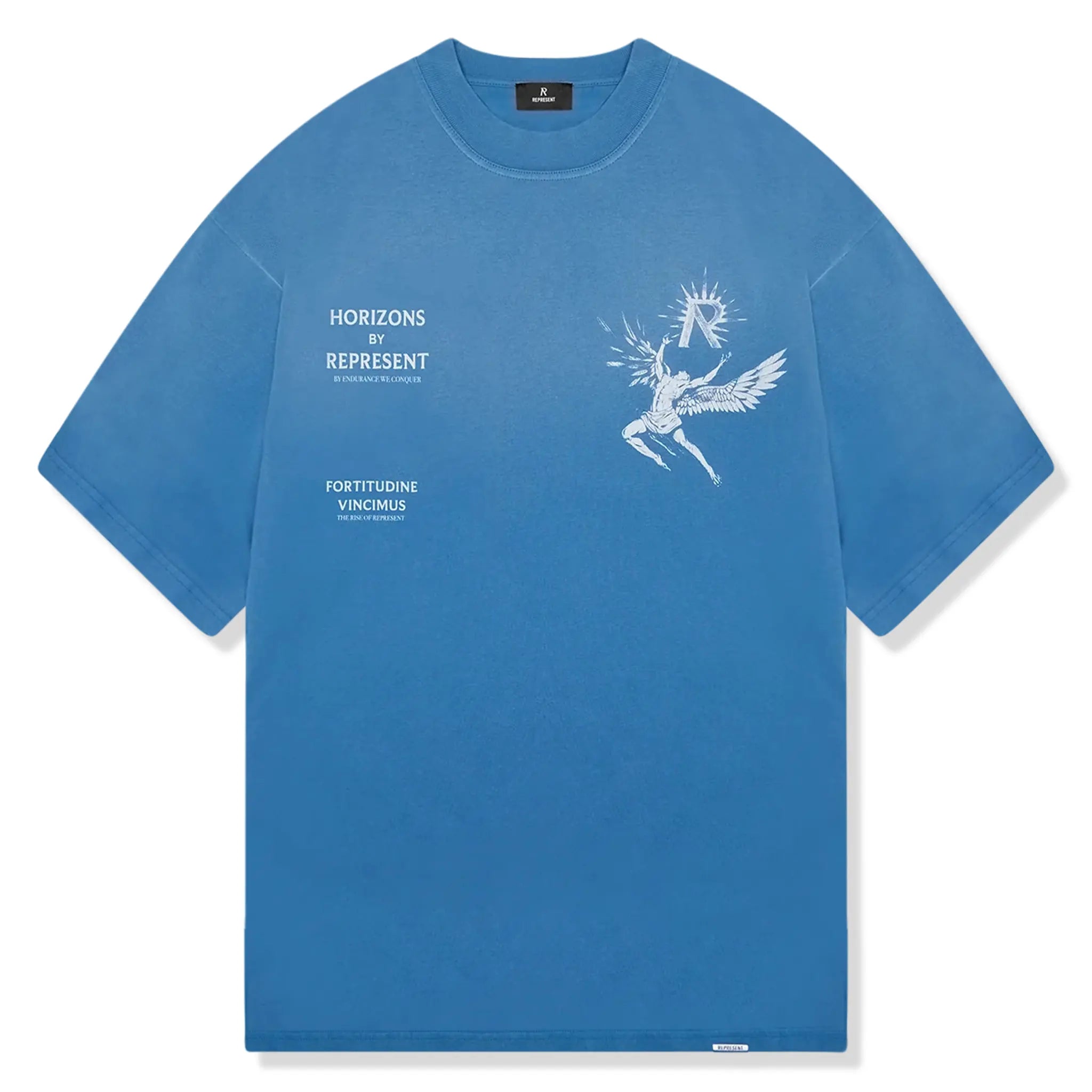 Front view of Represent Icarus Sky Blue T Shirt MLM467-432