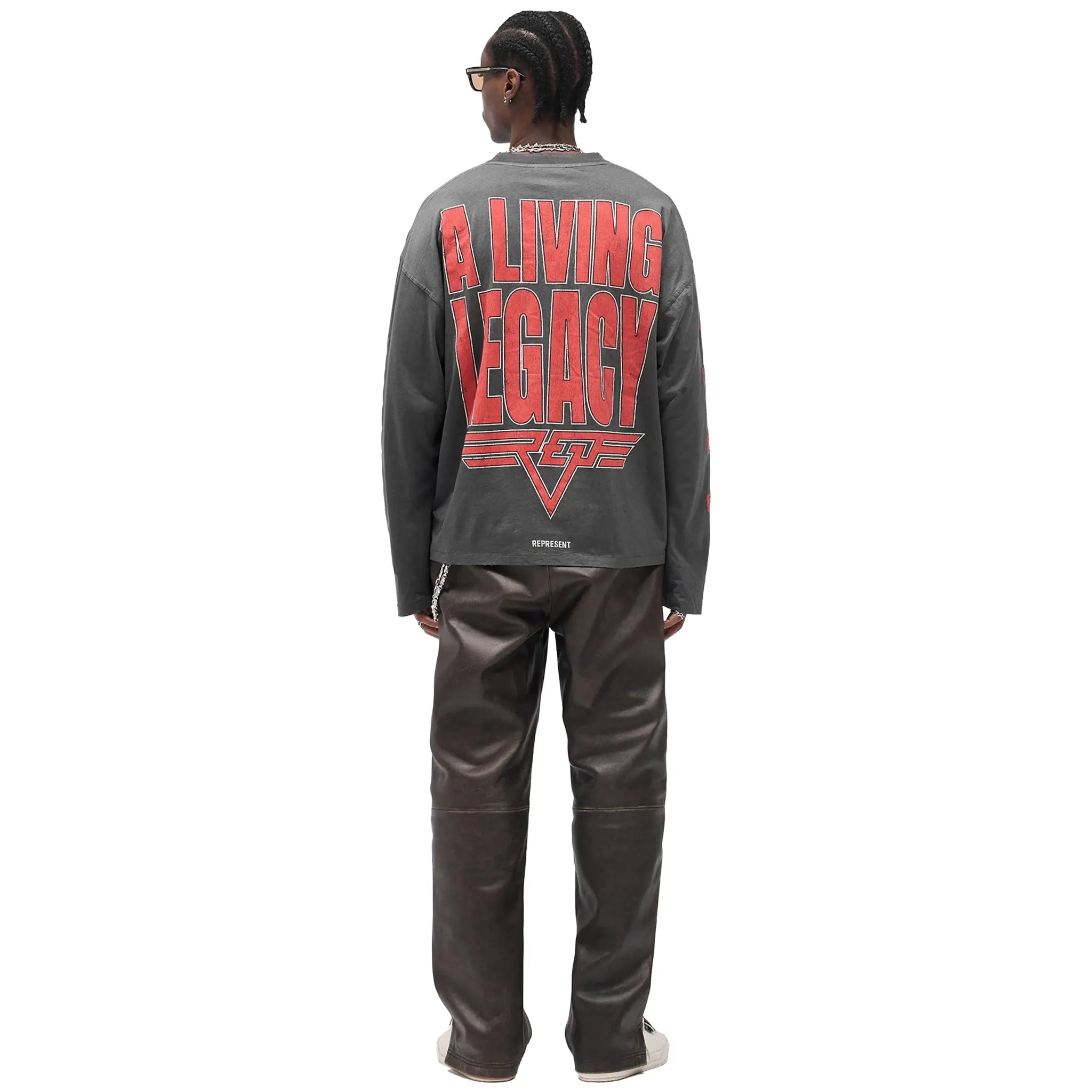 Back View of Represent Rep Legacy Ls Sun Fade Grey L/S T Shirt MLM100365-46