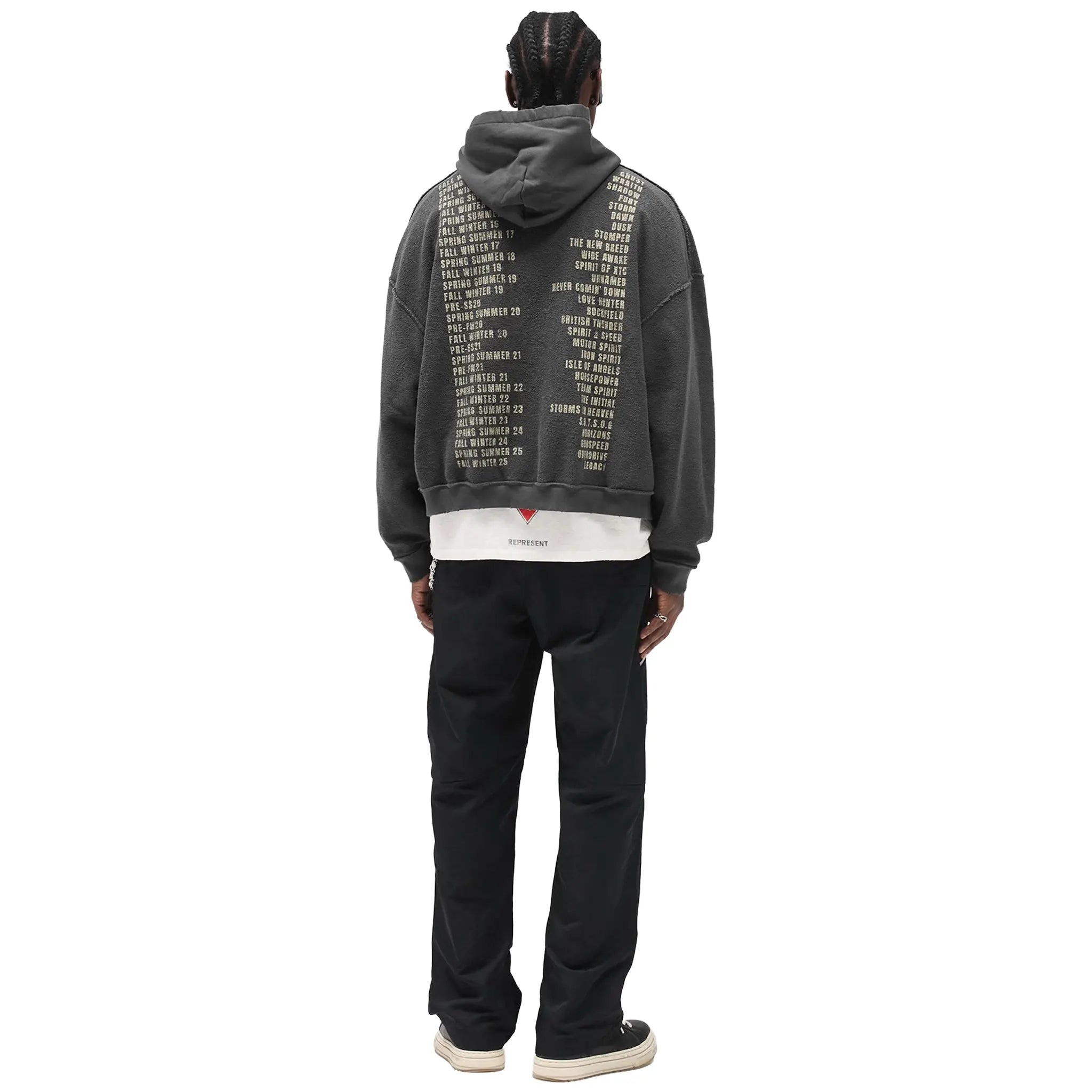 Back View of Represent Living Legacy Tour Reversible Grey Hoodie MLM100366-46