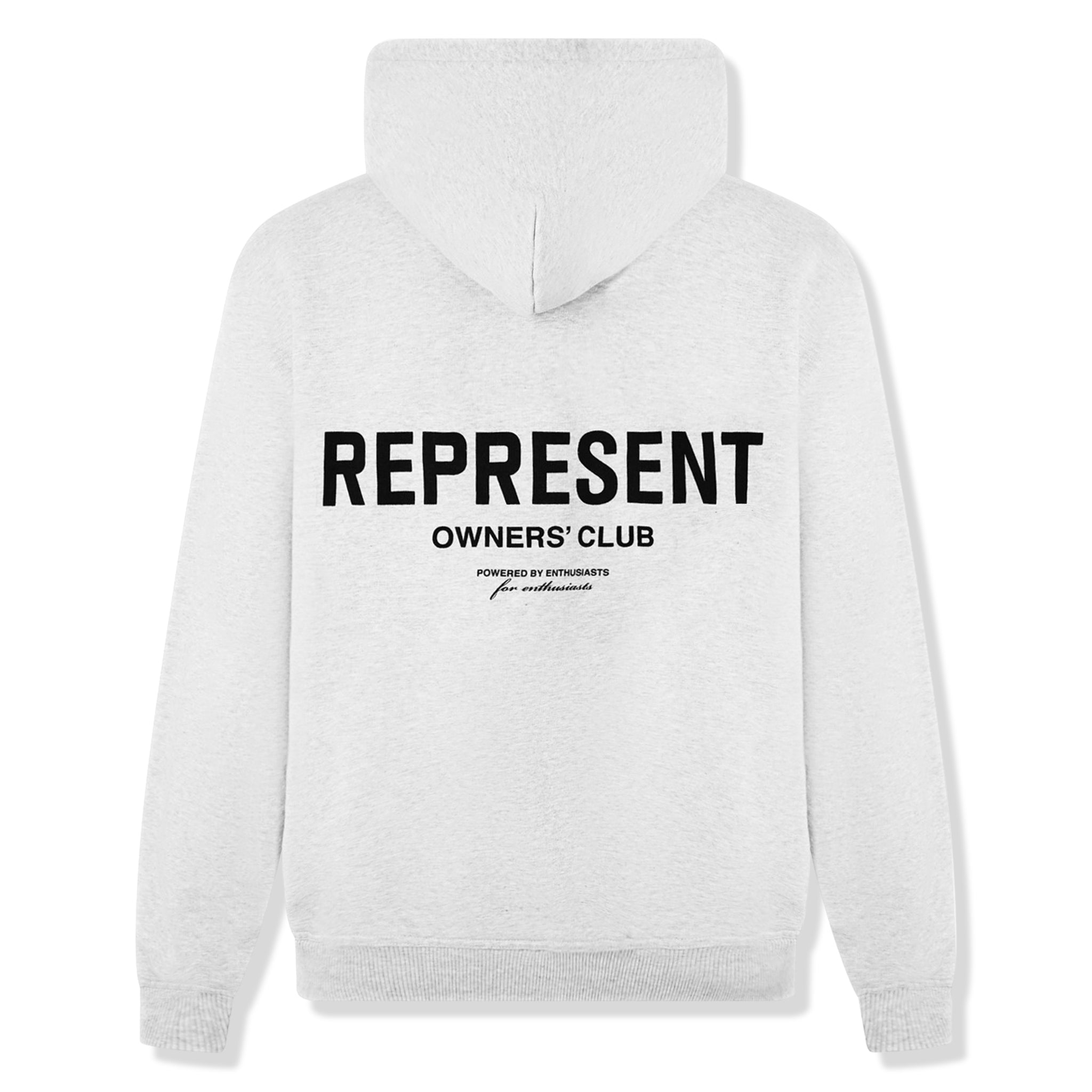 Back view of Represent Owners Club Ash Grey Hoodie M04153-302