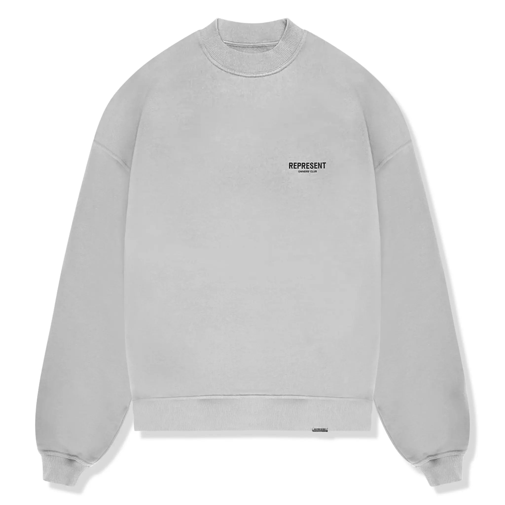 Front view of Represent Owners Club Ash Grey Sweatshirt M04159-302