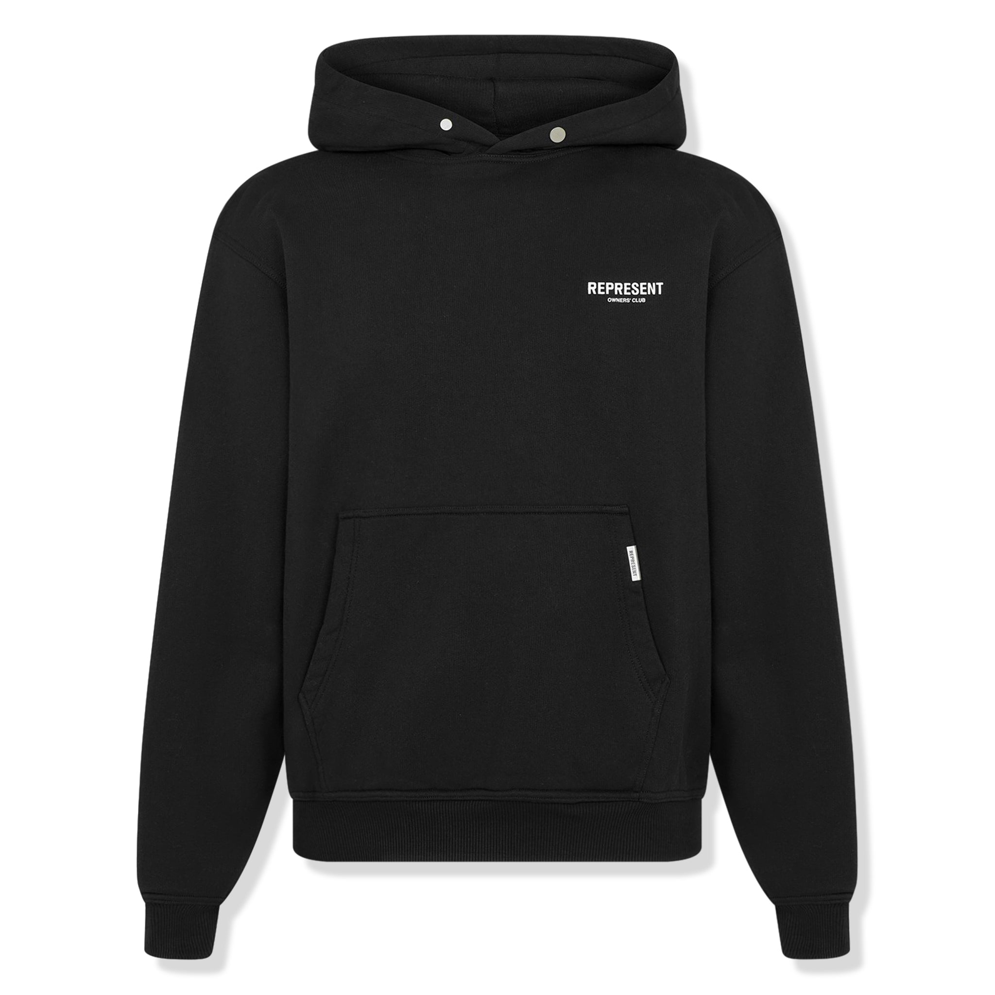 Front view of Represent Owners Club Black Hoodie M04153-01