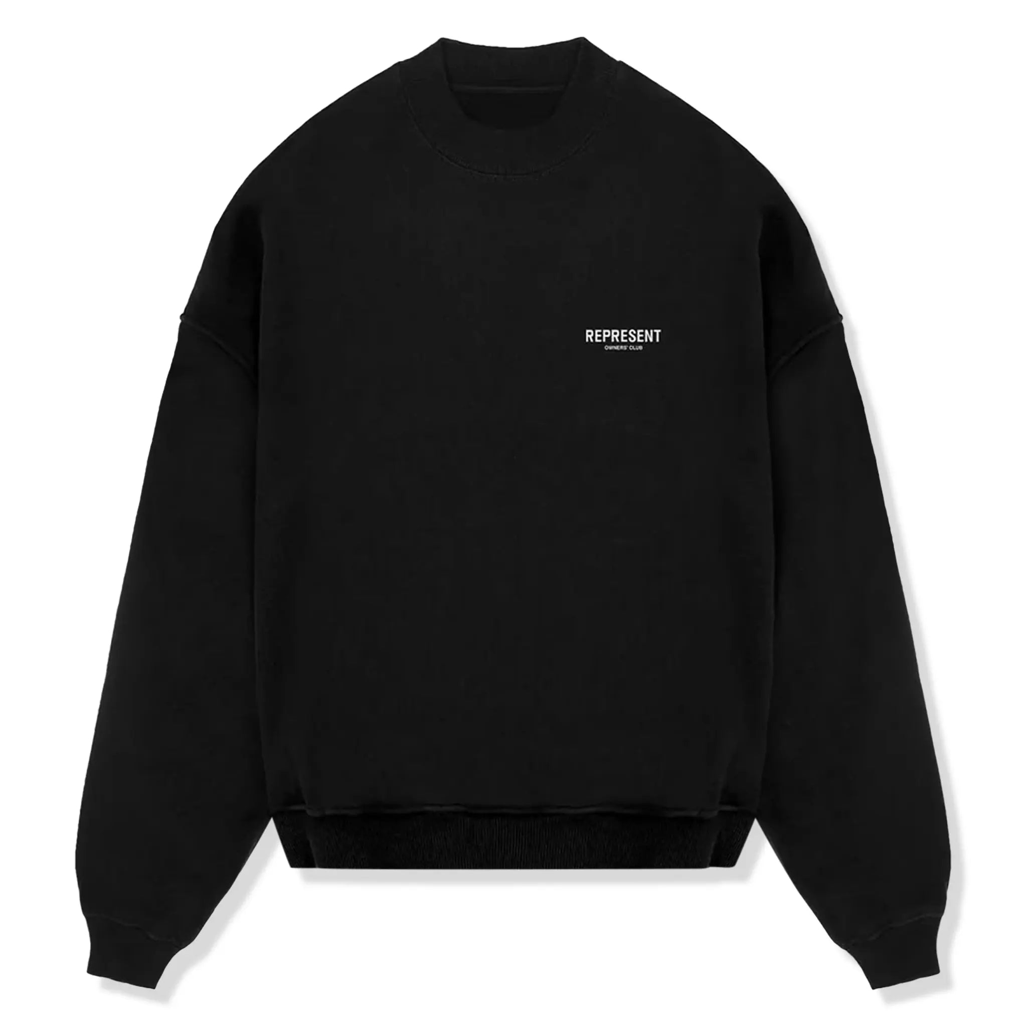 Front view of Represent Owners Club Black Sweatshirt M04159-01