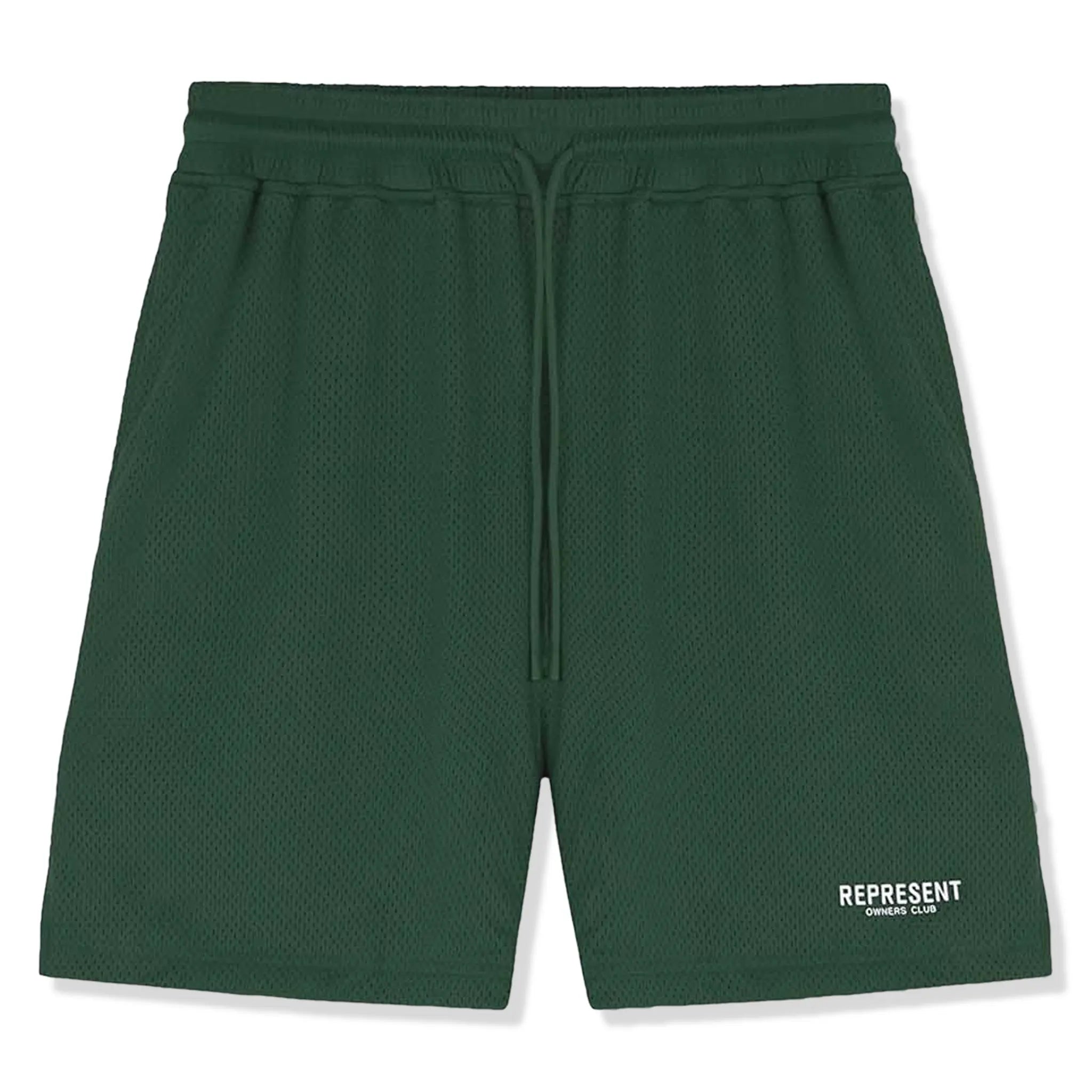 Front view of Represent Owners Club Mesh Racing Green Shorts M09050-62