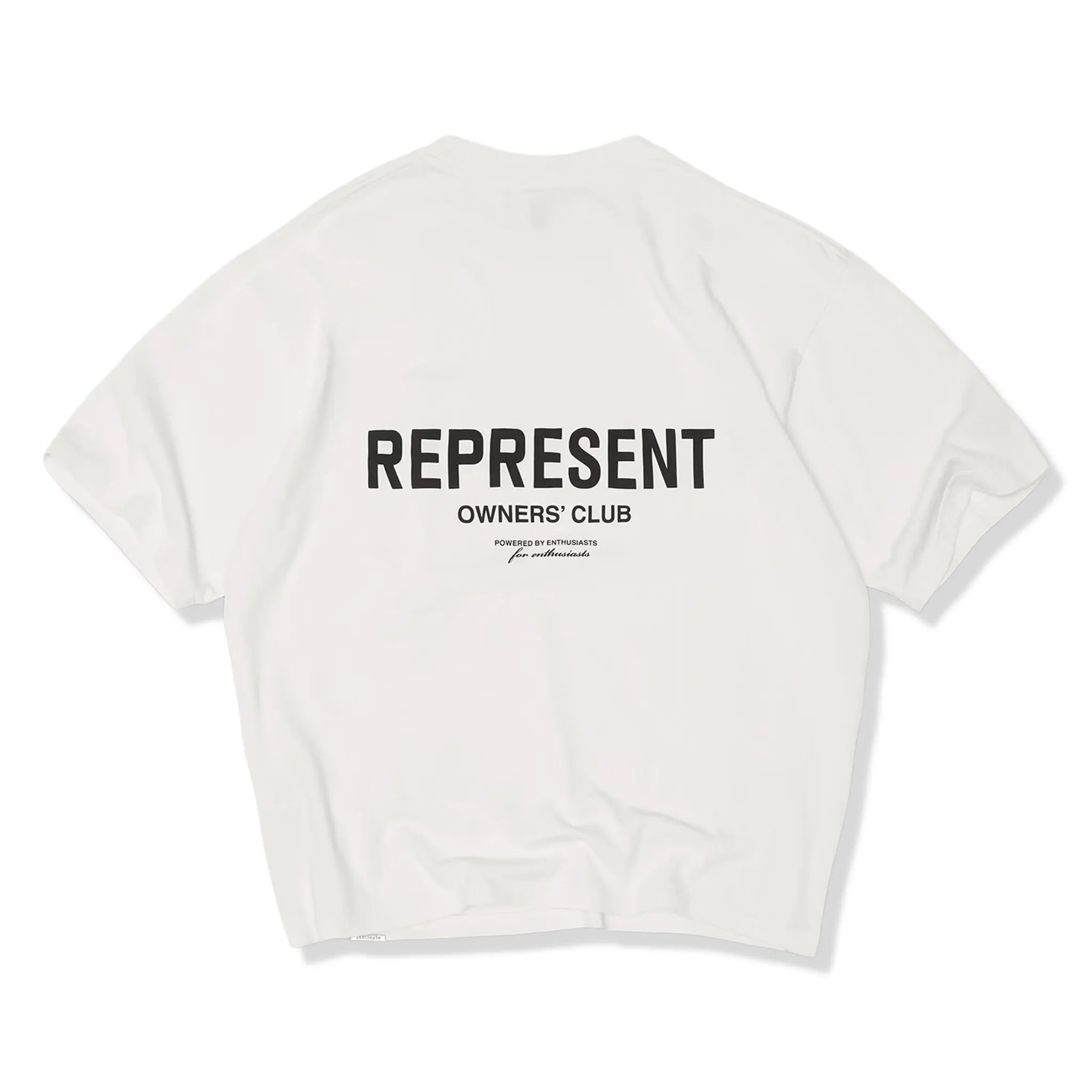 Back View of Represent Owners Club Oversized Fit Flat White T-Shirt
