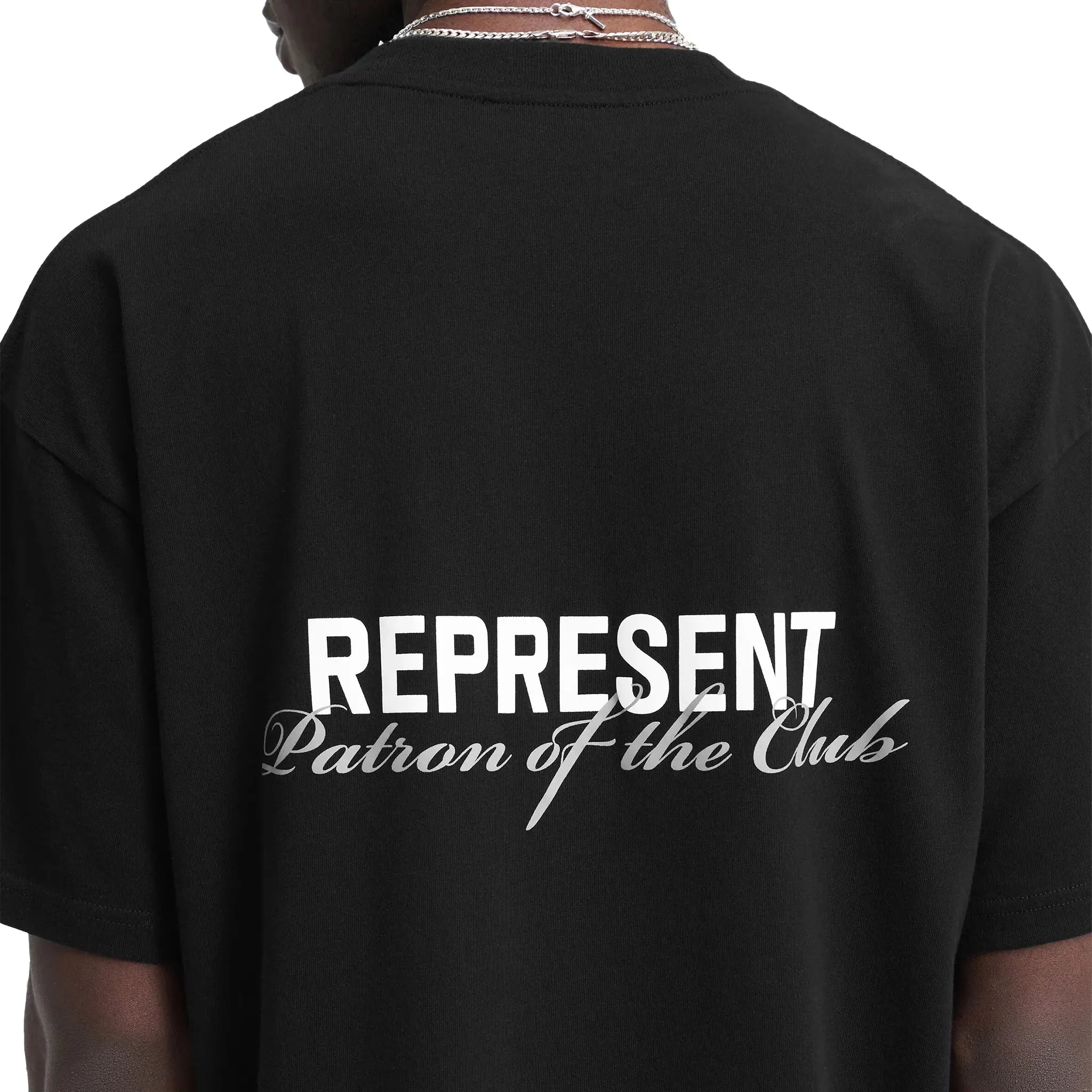 Back Detail view of Represent Patron Club Black T Shirt MLM4274-001