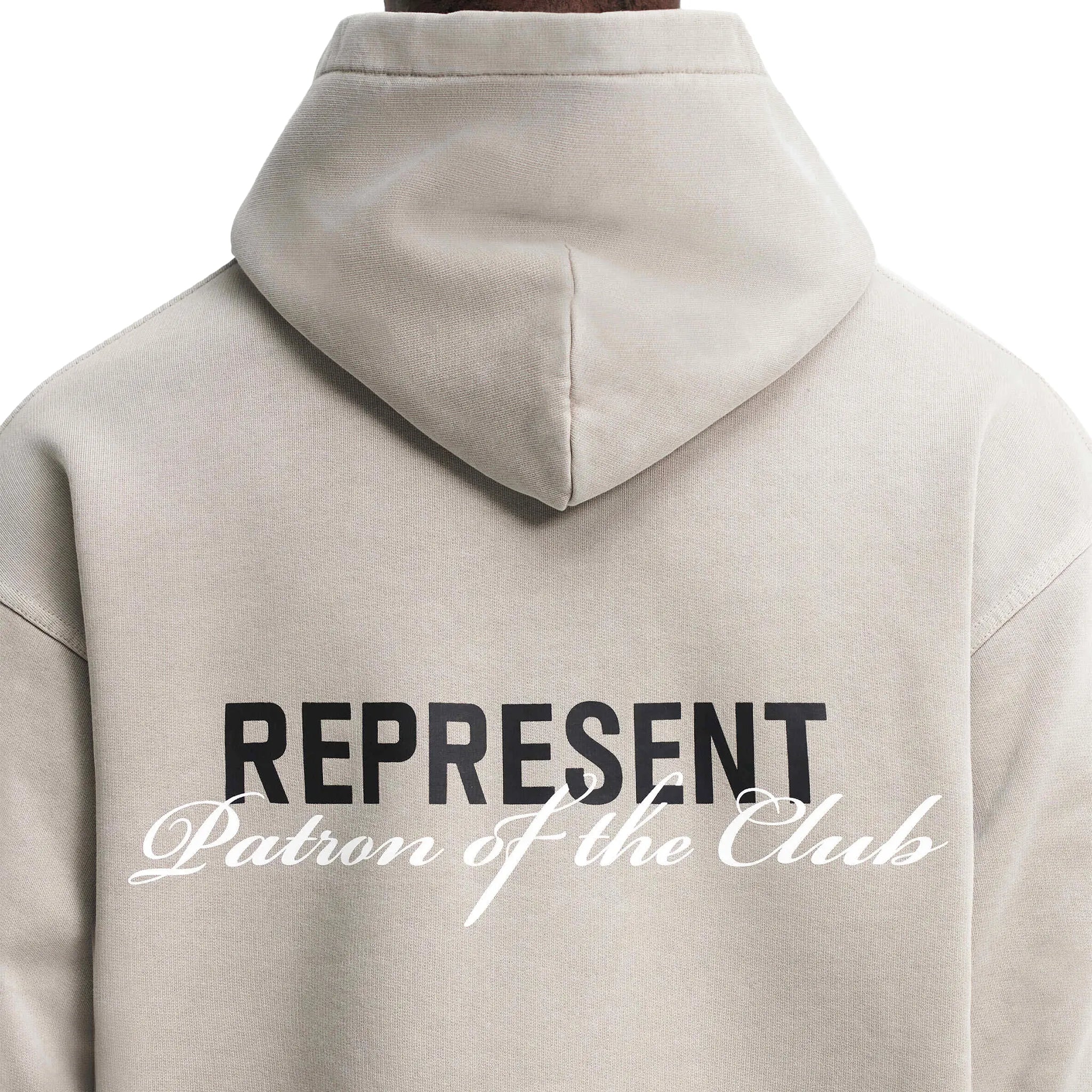 Back Detail view of Represent Patron Of The Club Mudstone Hoodie MLM4270-505
