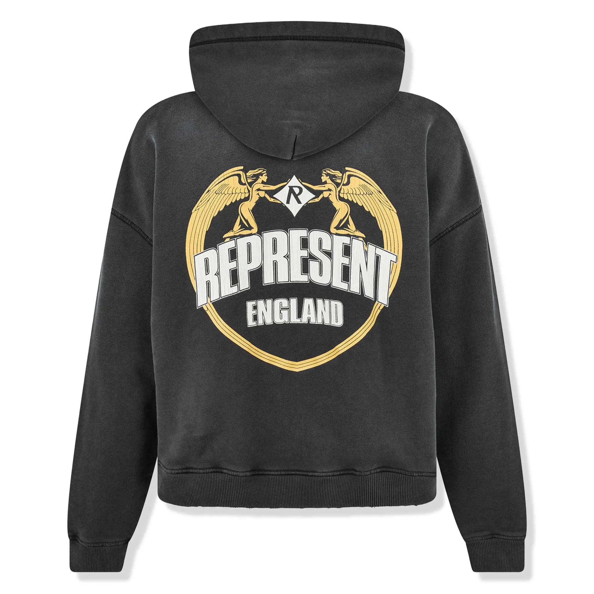 Back View of Represent Rep Angel Border Oth Stained Black Hoodie
