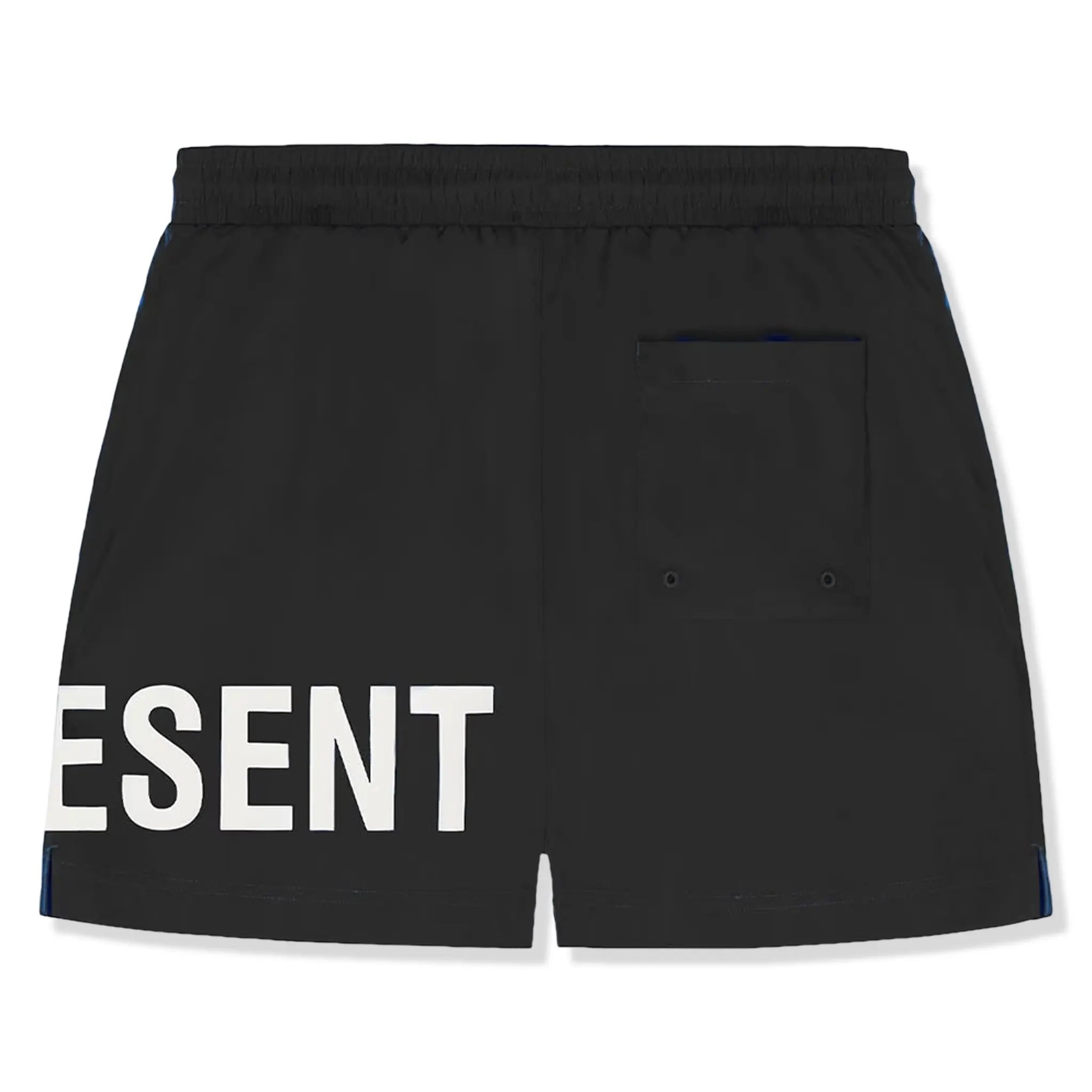 Back view of Represent Text Logo Black Swim Shorts MS7001-01