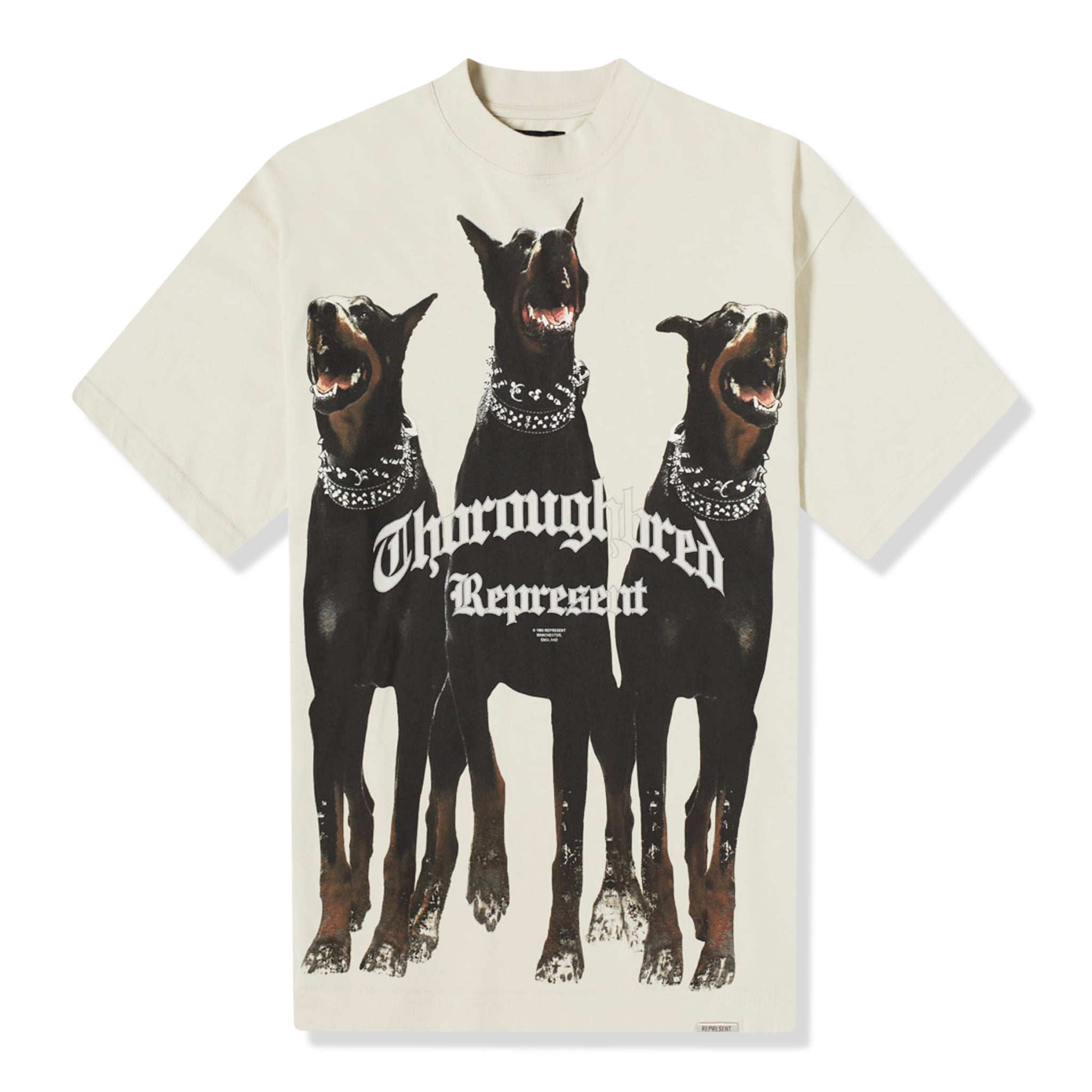 Front view of Represent Thoroughbred Vintage White T Shirt M05147-20