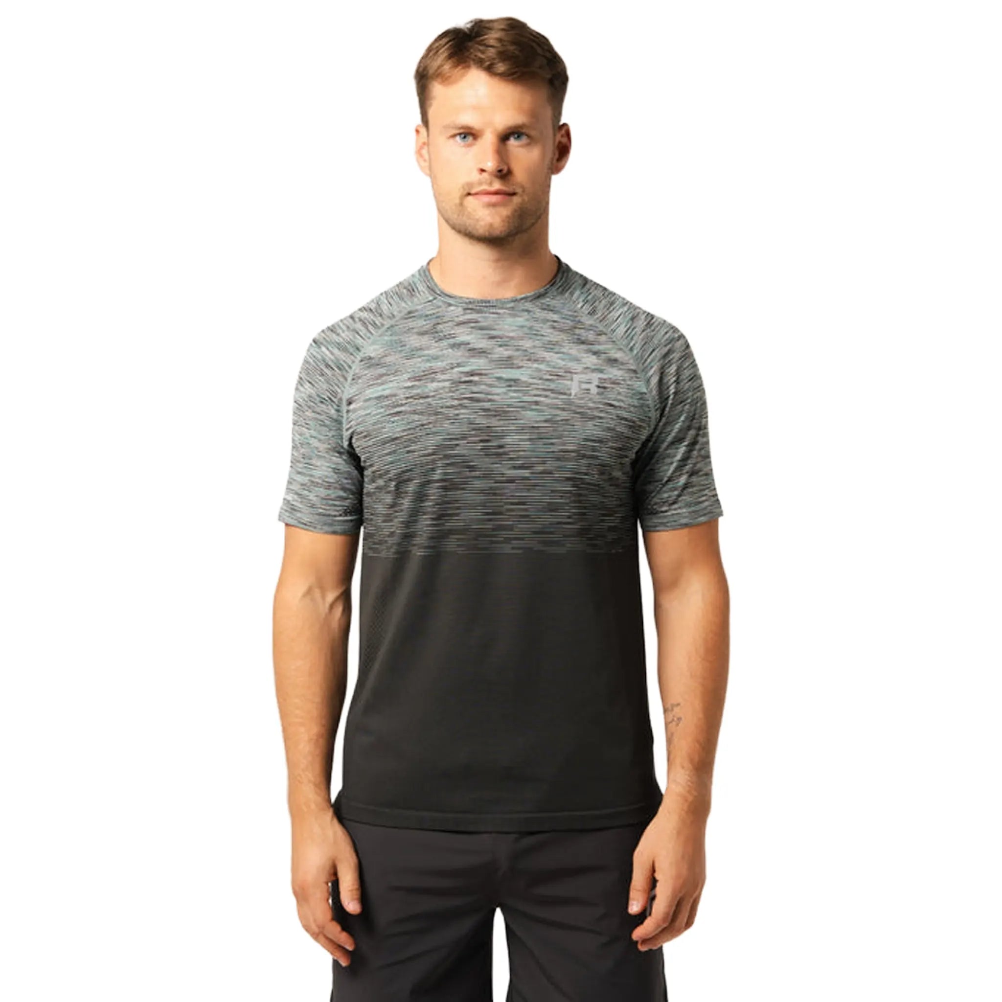 Front View of Reprimo Axis Lagoon Black Sand T-Shirt