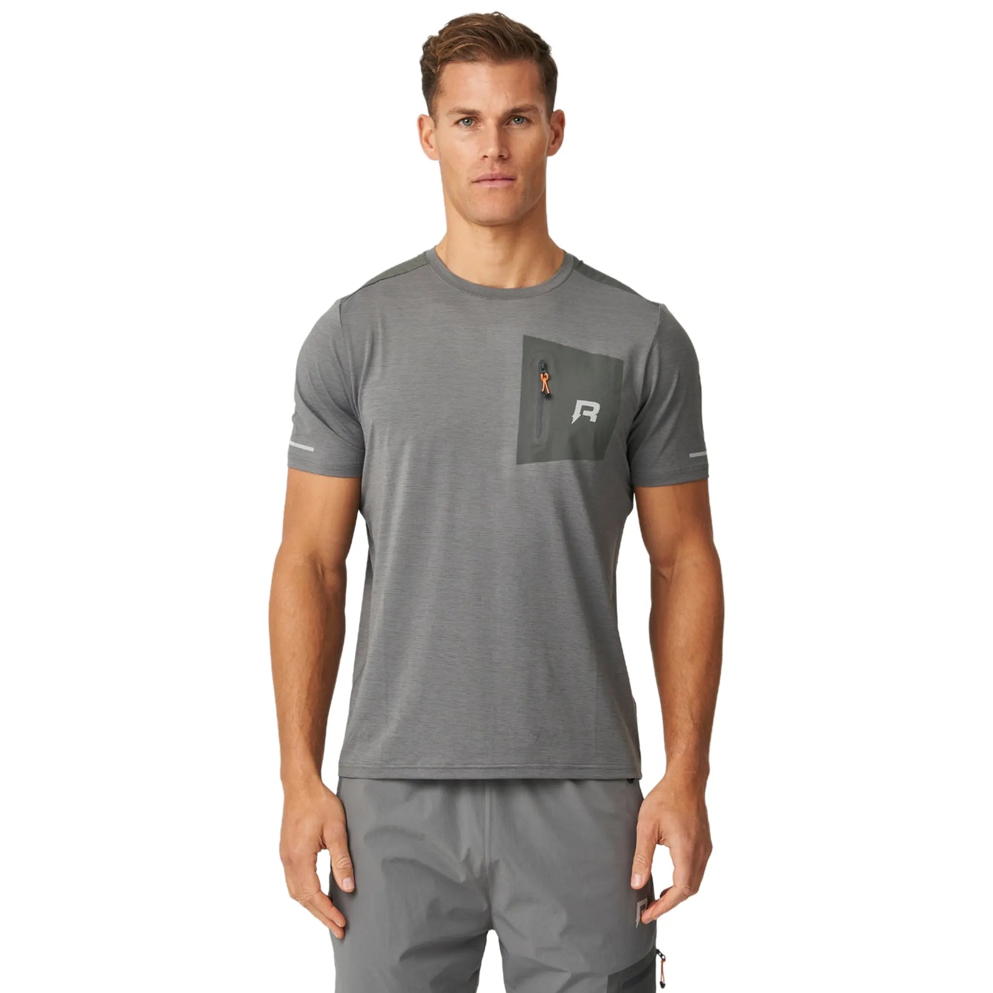 Front View of Reprimo Cell Charcoal Slate T Shirt REP254-257