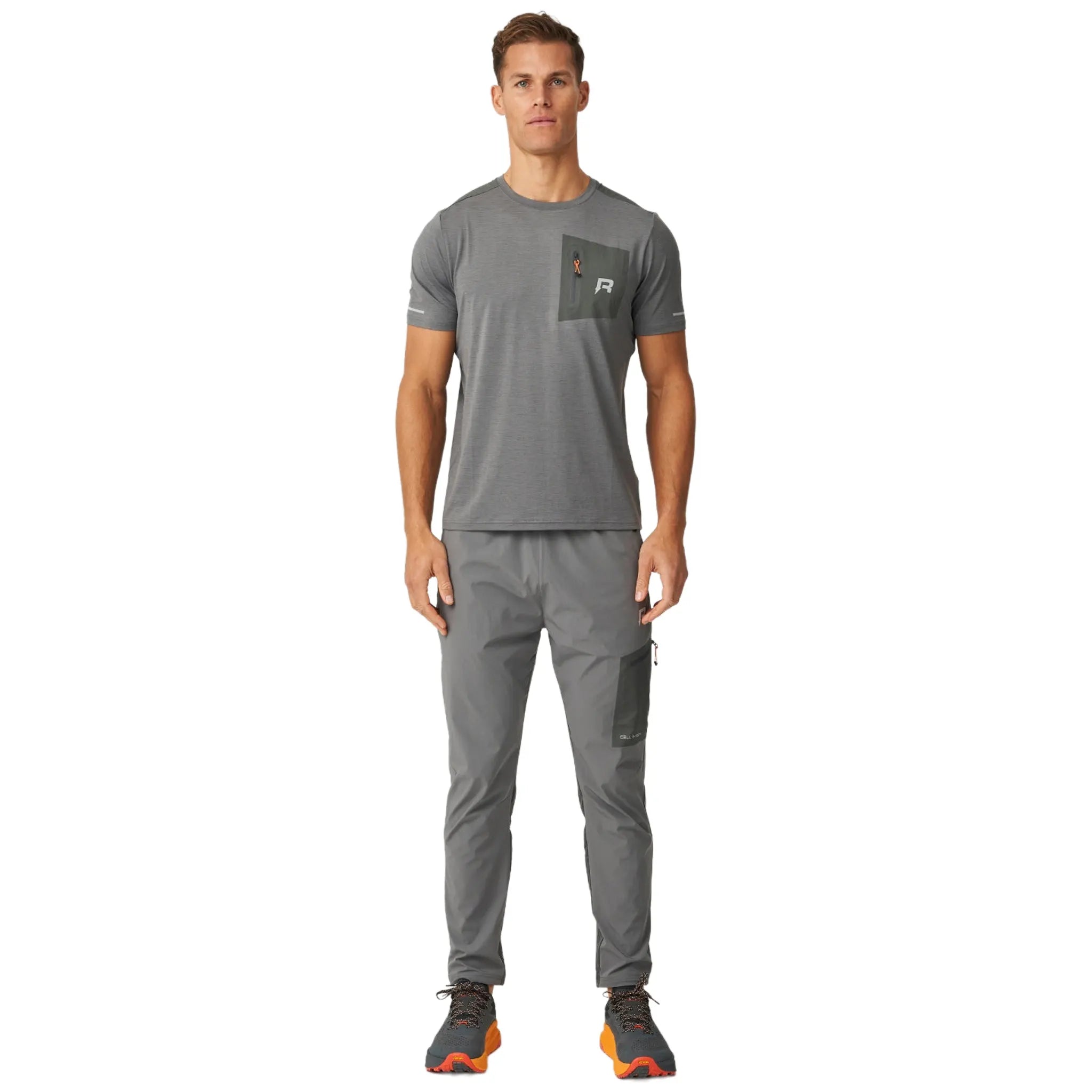 Model View of Reprimo Cell Charcoal Slate T Shirt REP254-257