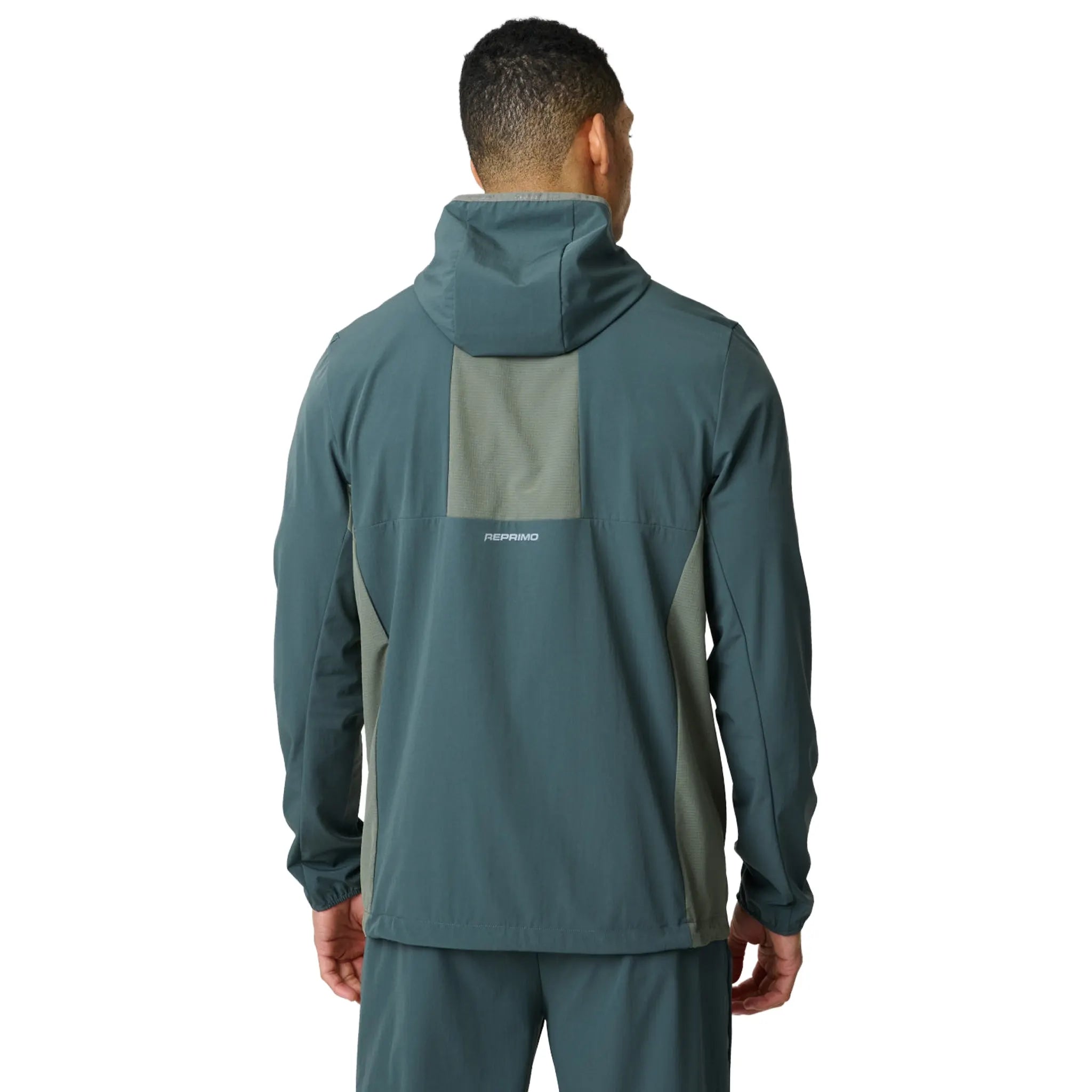 Back View of Reprimo Clima Shell Dark Moss Khaki Windbreaker REP261-104