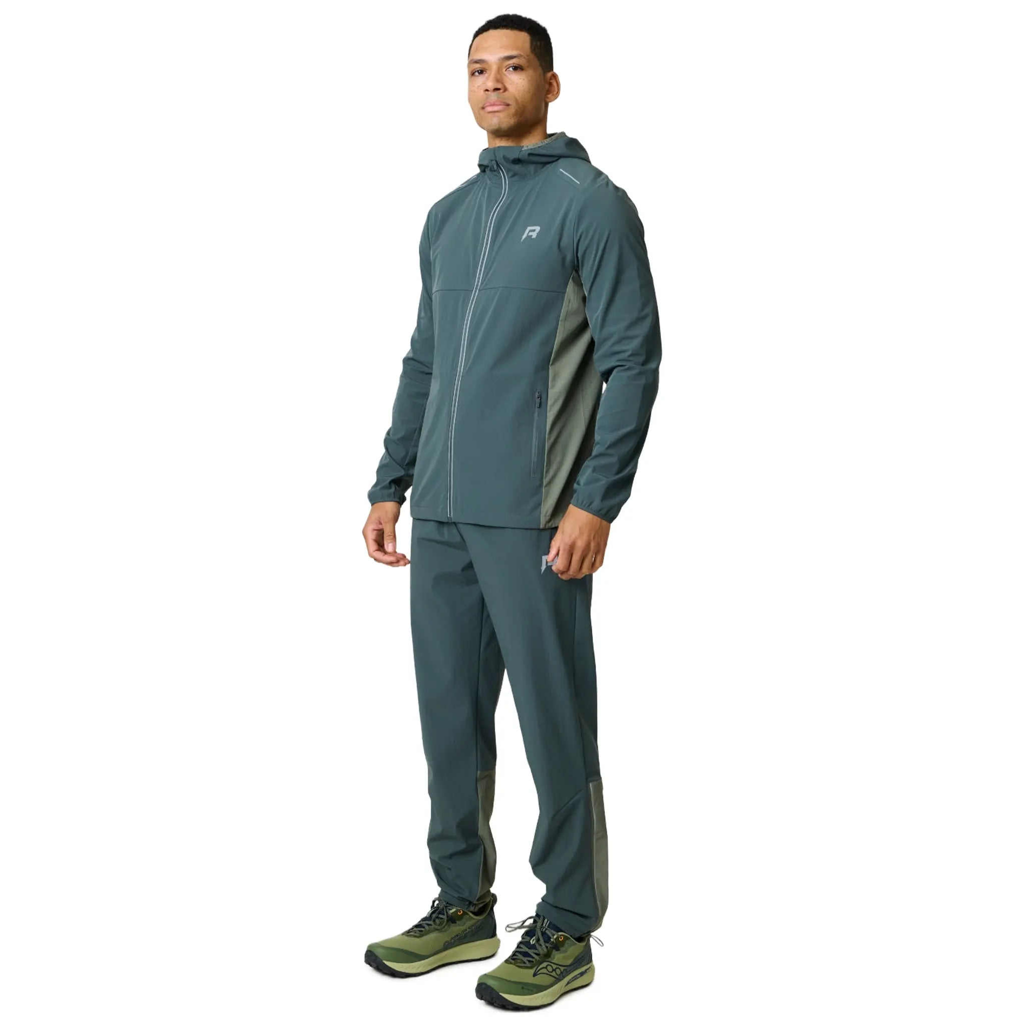 Front Side View of Reprimo Clima Shell Dark Moss Khaki Windbreaker REP261-104