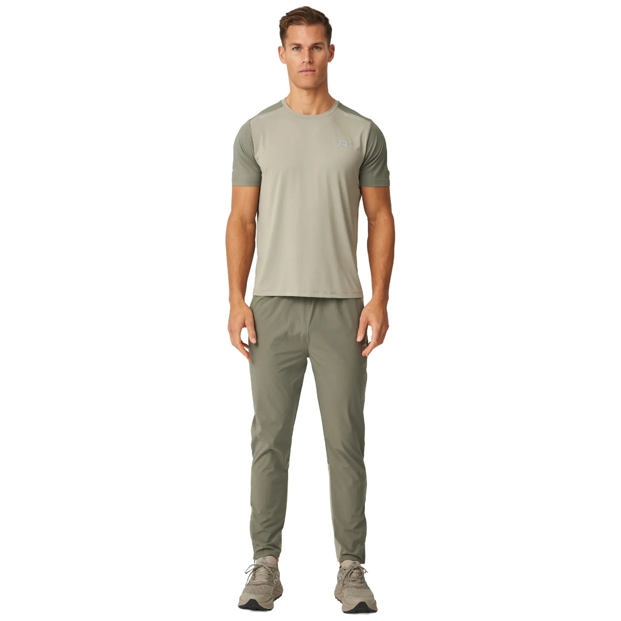 Model View of Reprimo Flight Khaki Sand T Shirt
