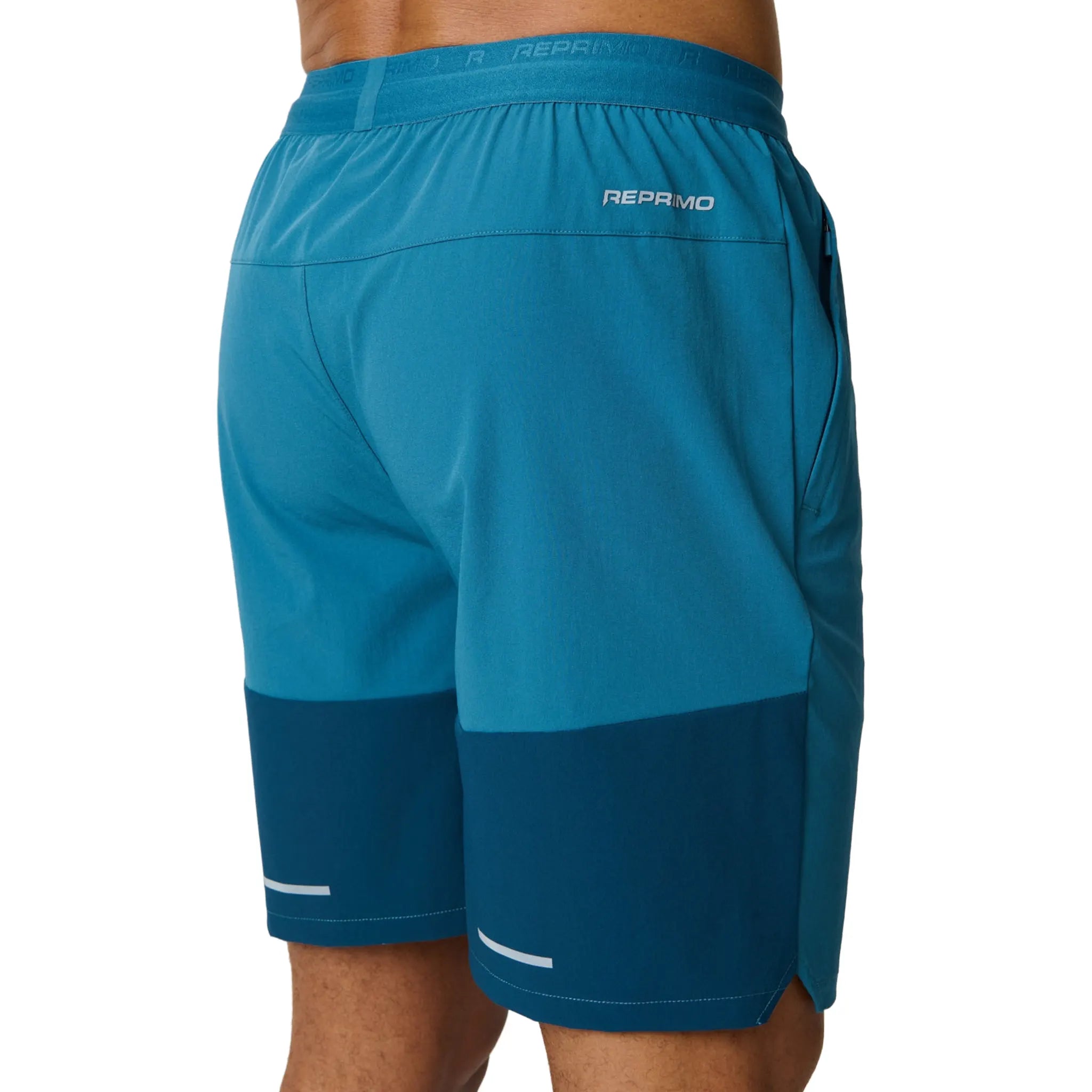 Detailed Back View of  Reprimo Flight Lake Blue Teal Shorts REP261-055
