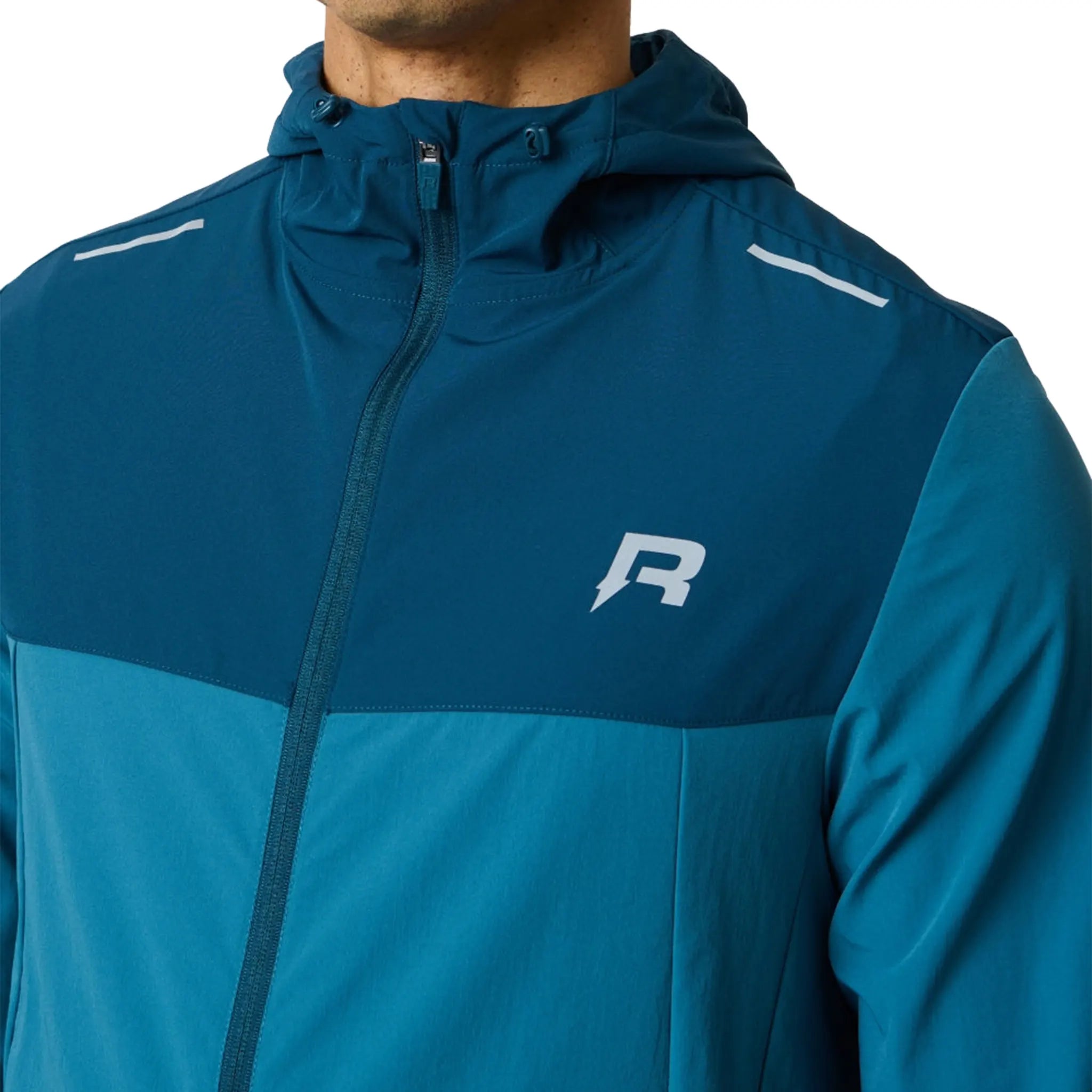 Detailed Front View of Reprimo Flight Lake Blue Teal Windbreaker REP261-041