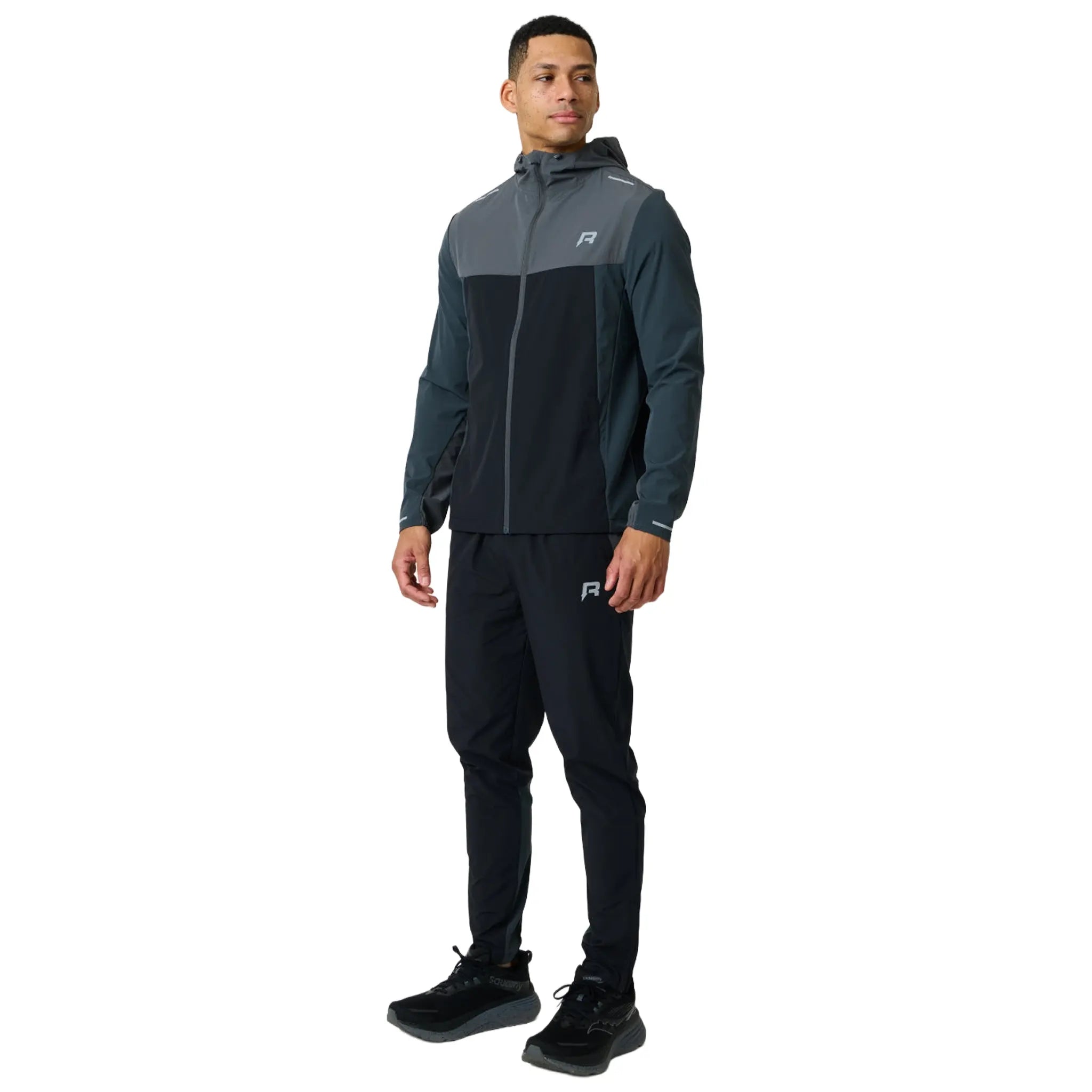 Front View of Reprimo Flight Slate Obsidian Windbreaker REP261-017