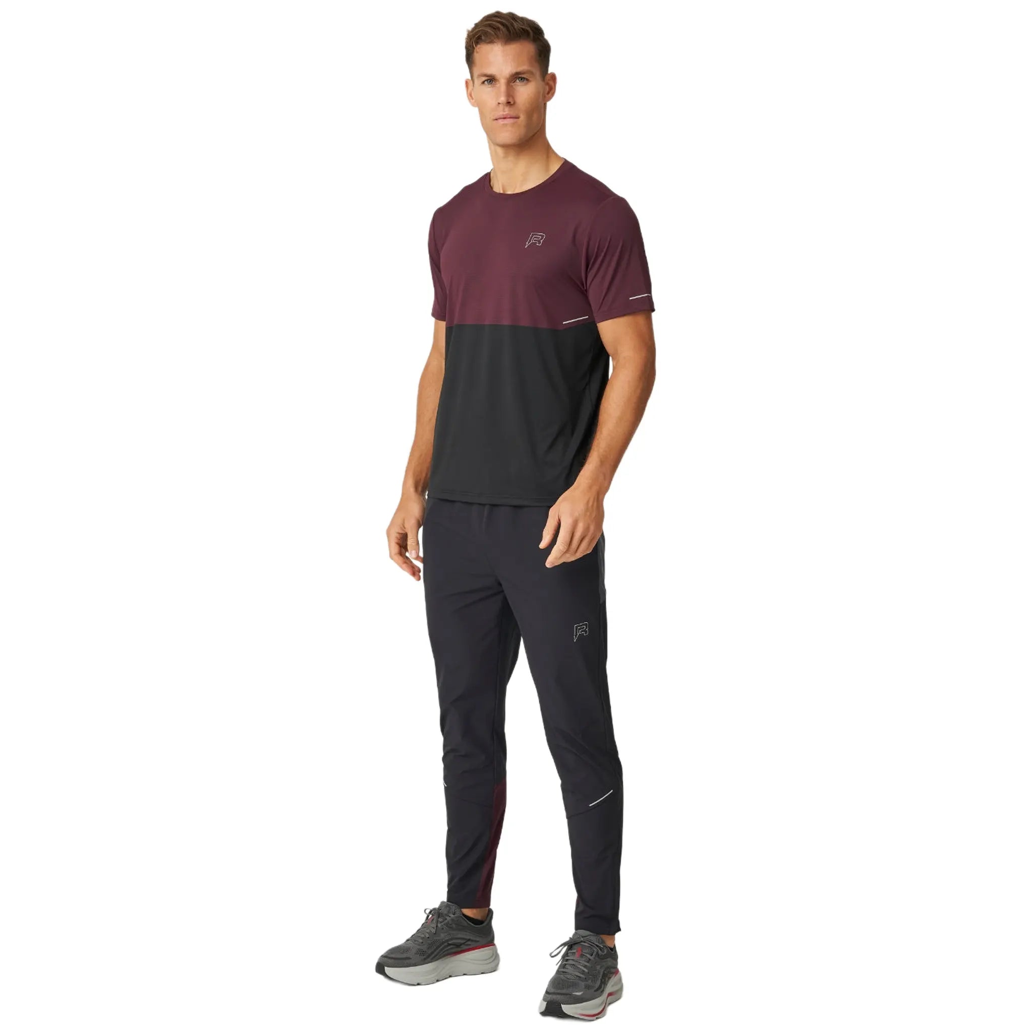 Front View of Reprimo Impact Burgundy Obsidian Track Pants REP254-296