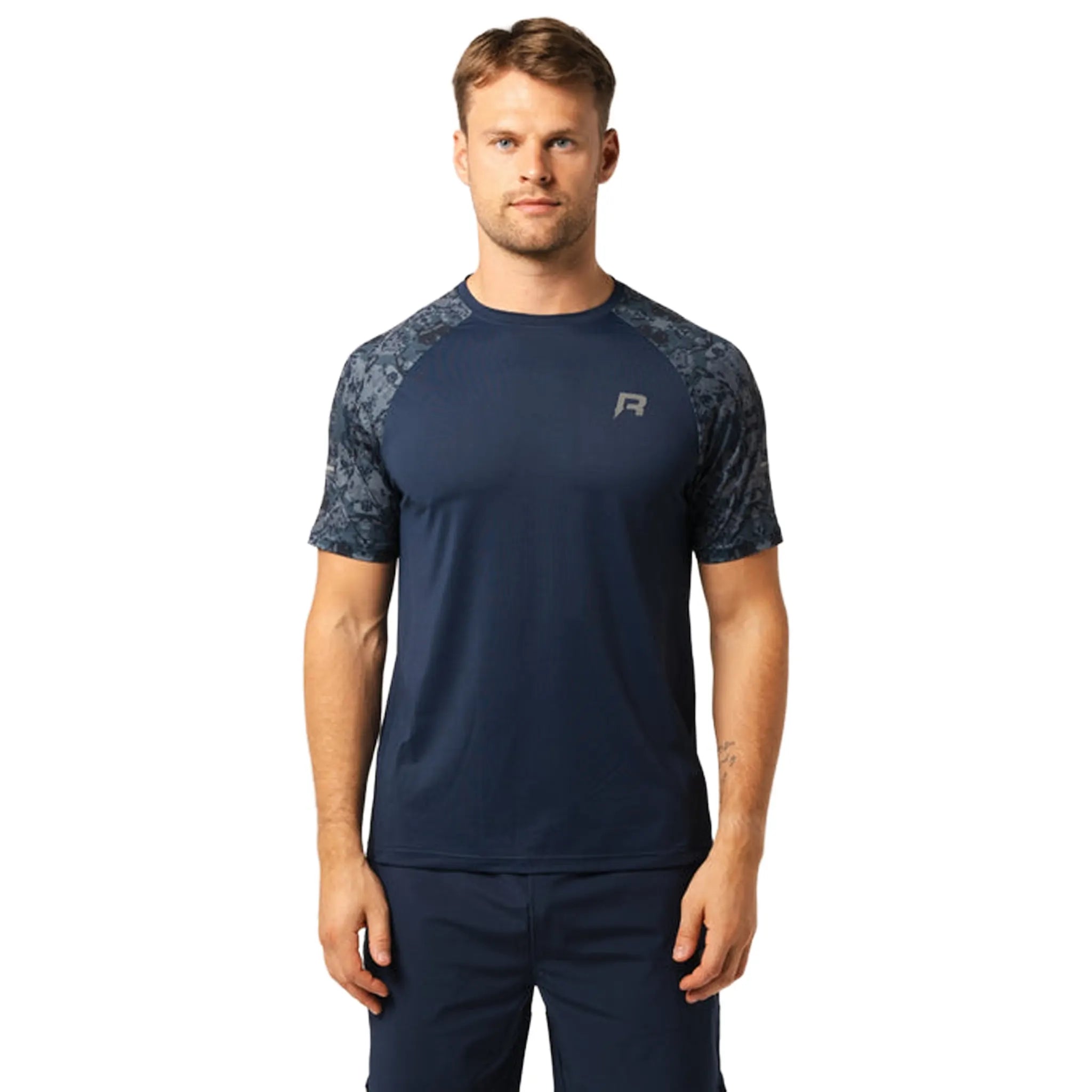 Front View of Reprimo Shibori Navy T-Shirt