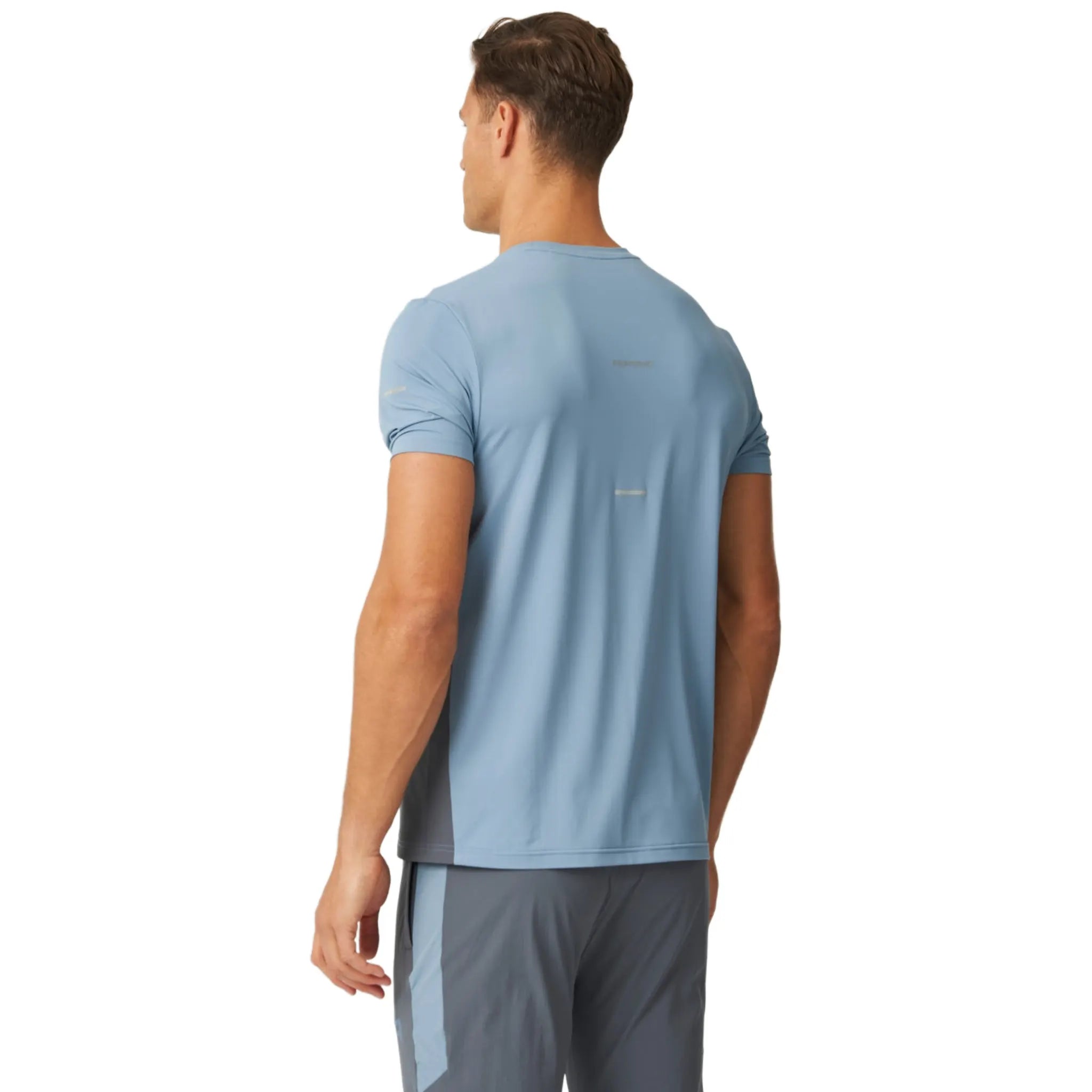 Back View of reprimo vortex turbulence dusky blue t shirt rep254-222
