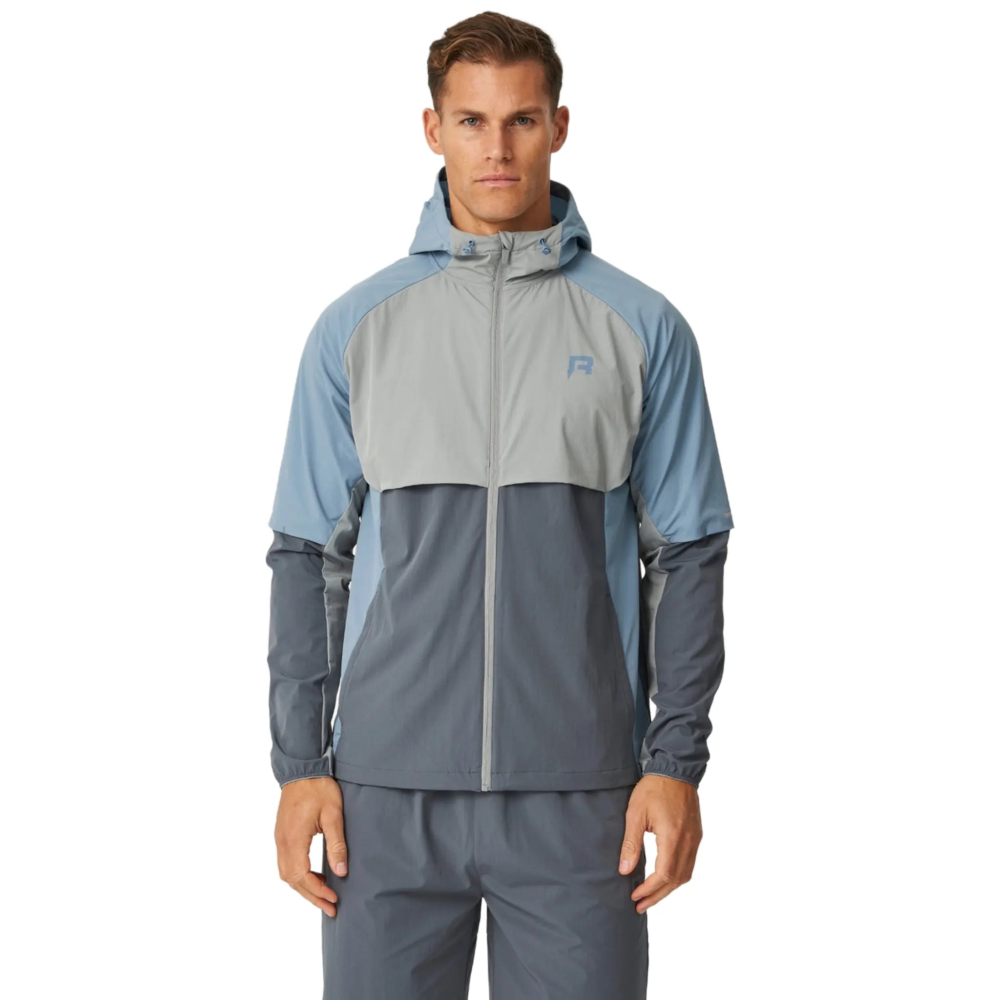 Front View of Reprimo Vortex Turbulence Dusky Blue Windbreaker