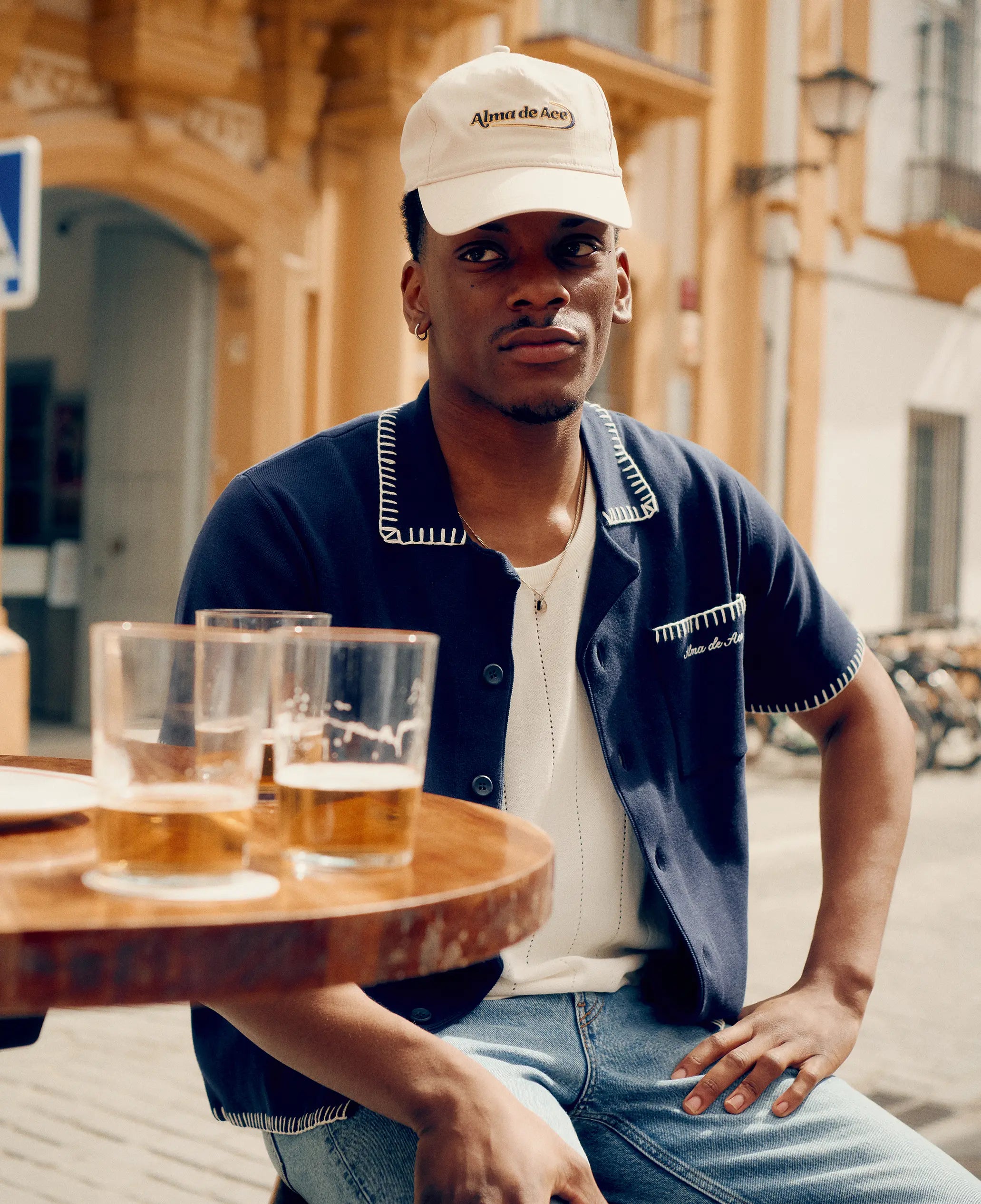 Alma De Ace Rexa Stitched Navy Blue Shirt