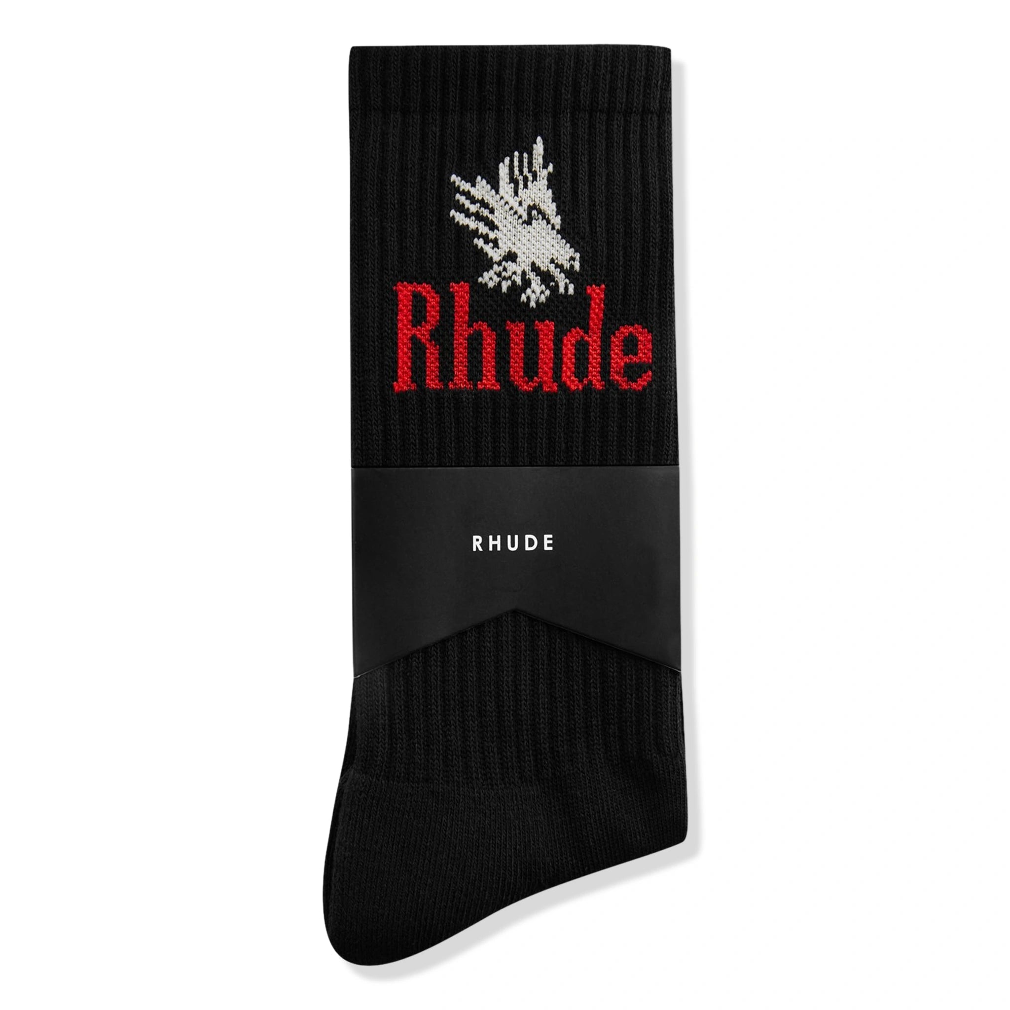 Front view of Rhude Eagles Black Socks RHPS24SO02616149