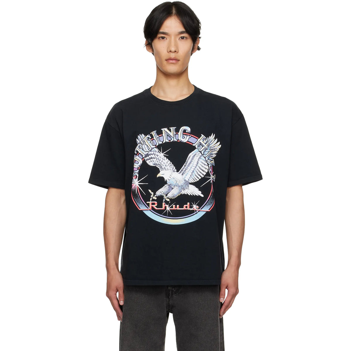 Rhude Notting Hill Eagle Black T Shirt | RHPF25tt13012-0027