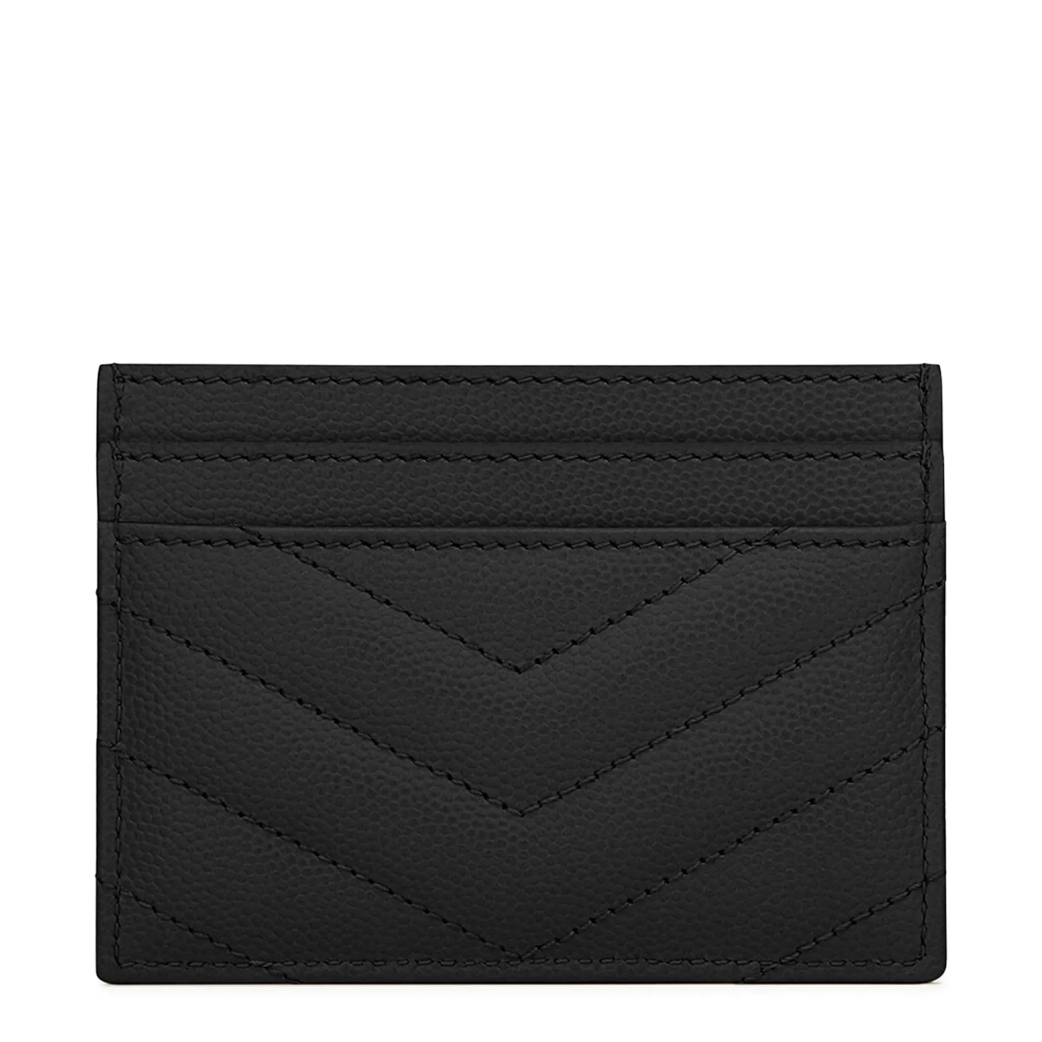 Back View of Saint Laurent Cassandre Matelasse Grain De Poudre Leather Black Card Case 423291BOW011000