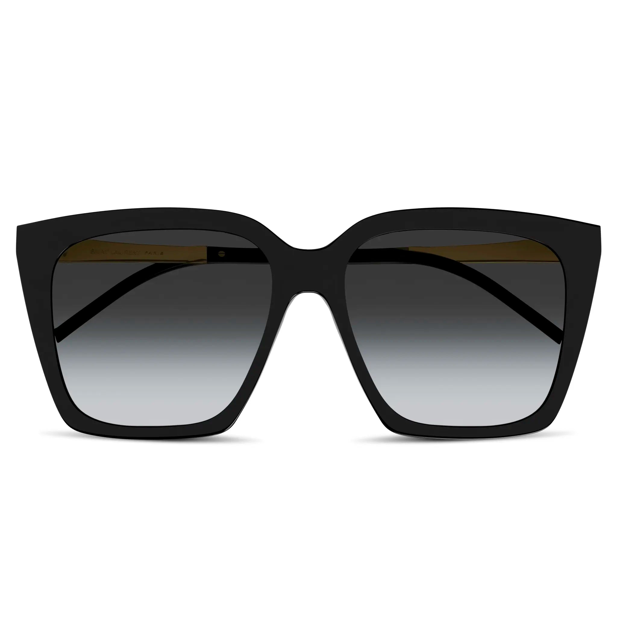 Front view of Saint Laurent SL M100 002 56 Black Gold Sunglasses