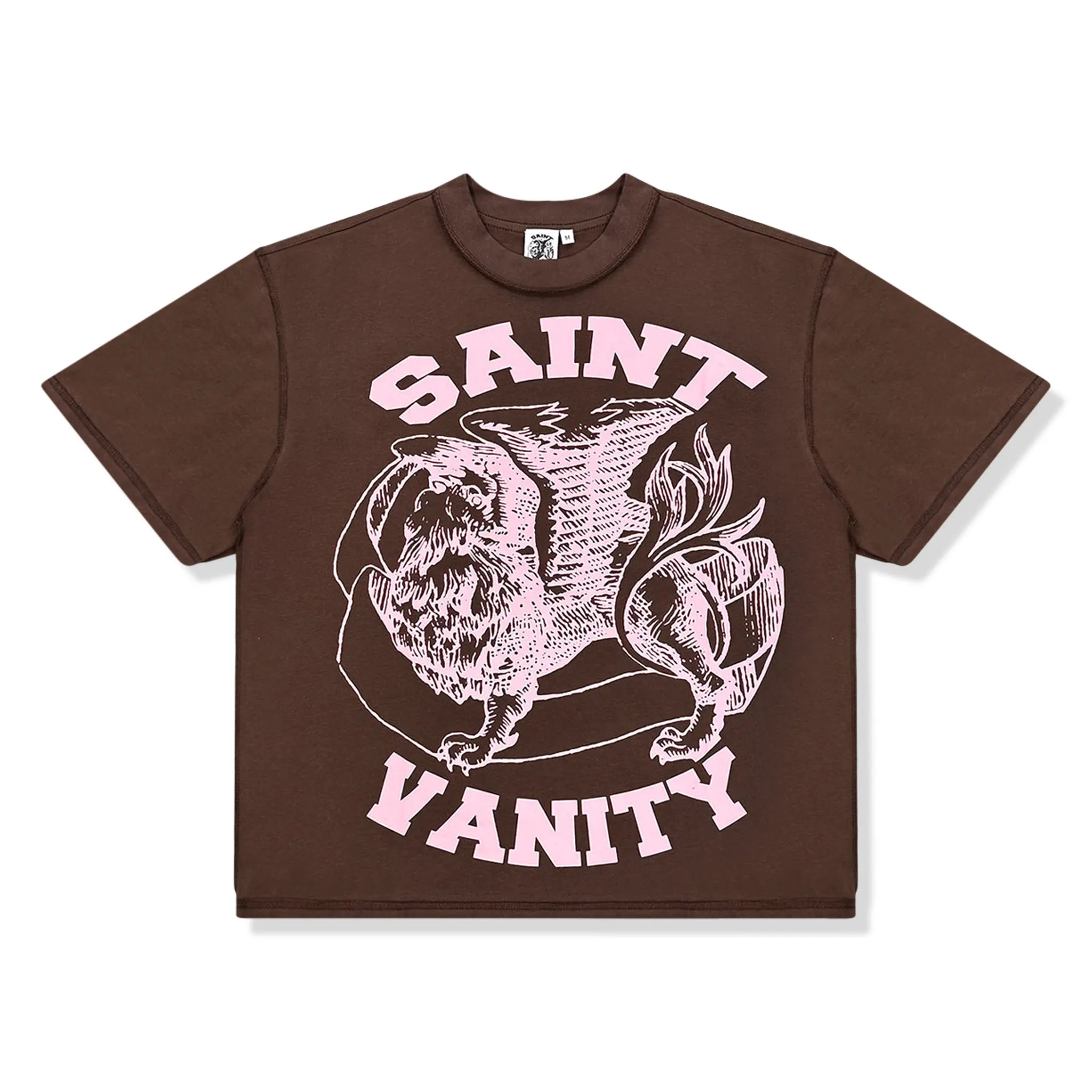 Front View of Saint Vanity Griffin Brown Pink T-Shirt