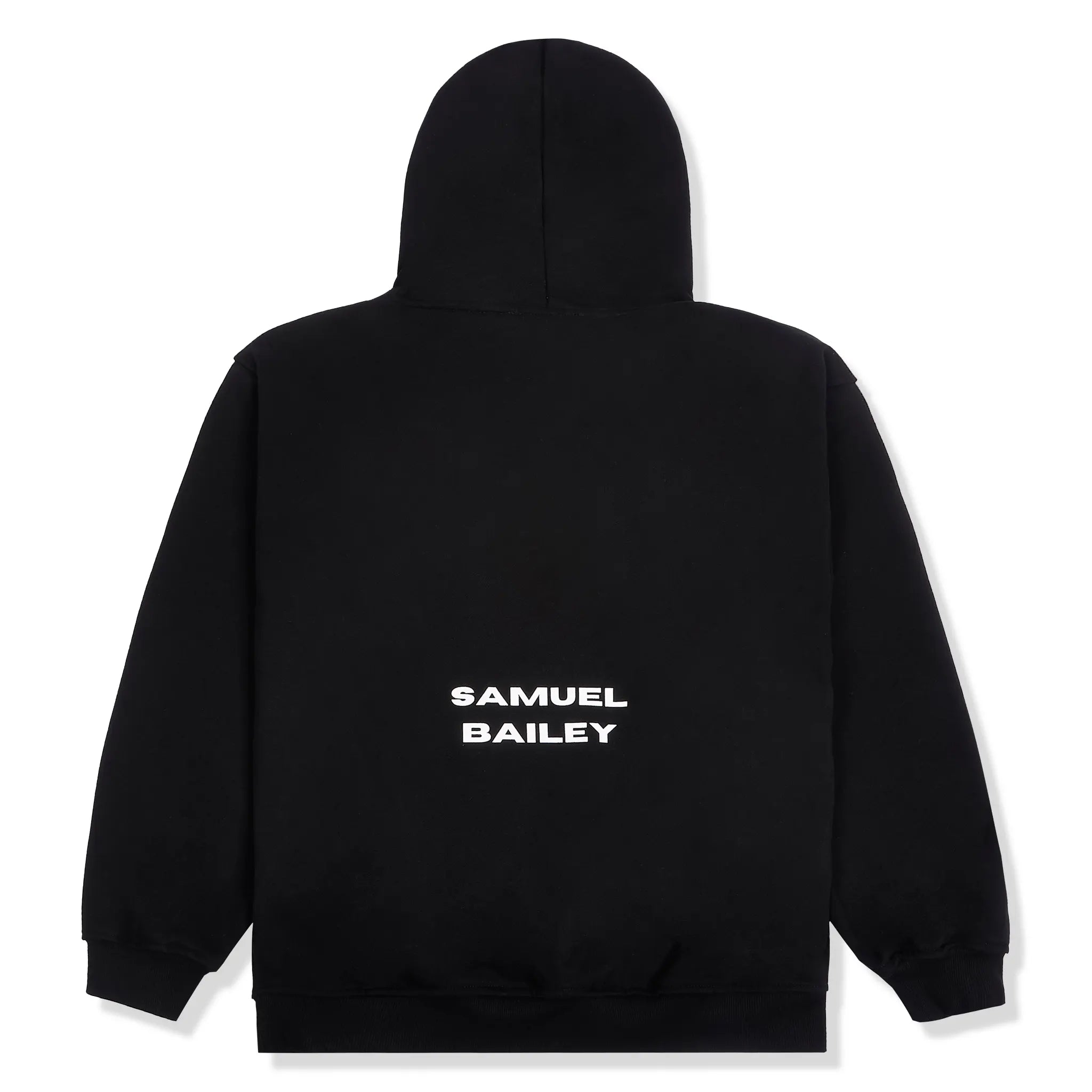 Back View of Samuel Bailey Custom Black Hoodie 52365656719683