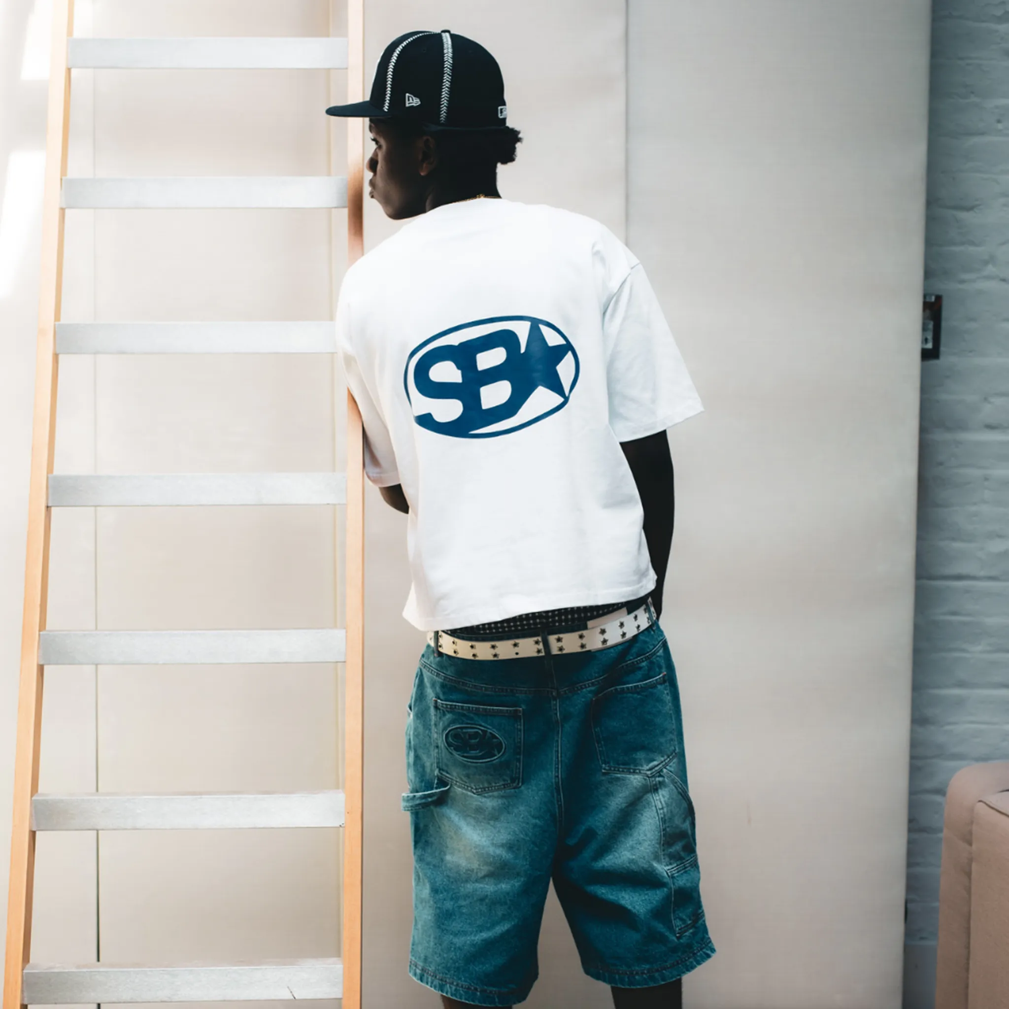 Model View of Samuel Bailey SB Star White T-Shirt 53474585772355