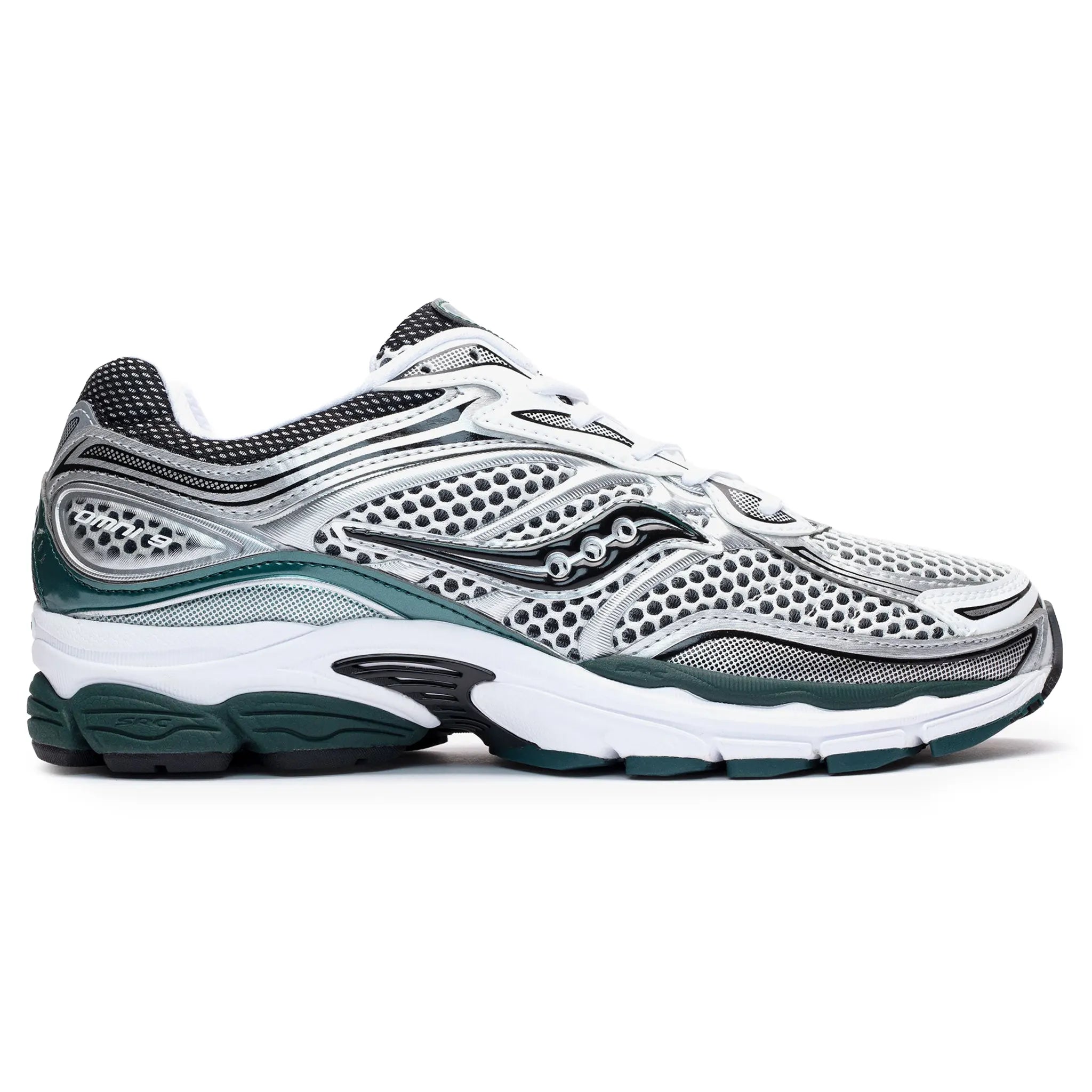Side View of Saucony Progrid Omni 9 White Pine Green S70739-56