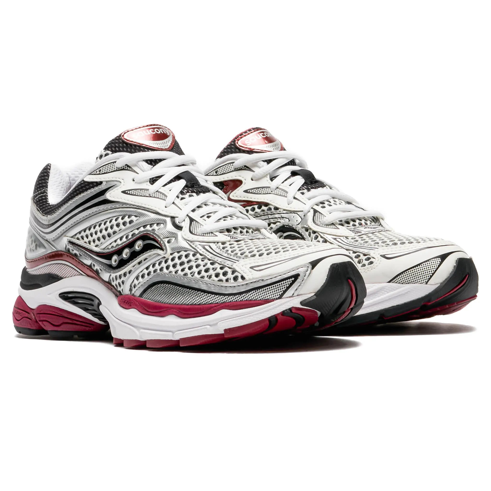 Front Side View of Saucony Progrid Omni 9 Silver Red S70739-1