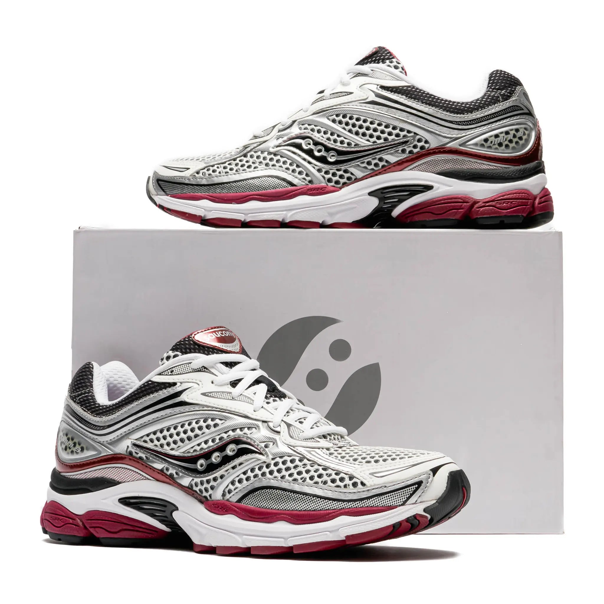 Side View of Saucony Progrid Omni 9 Silver Red S70739-1