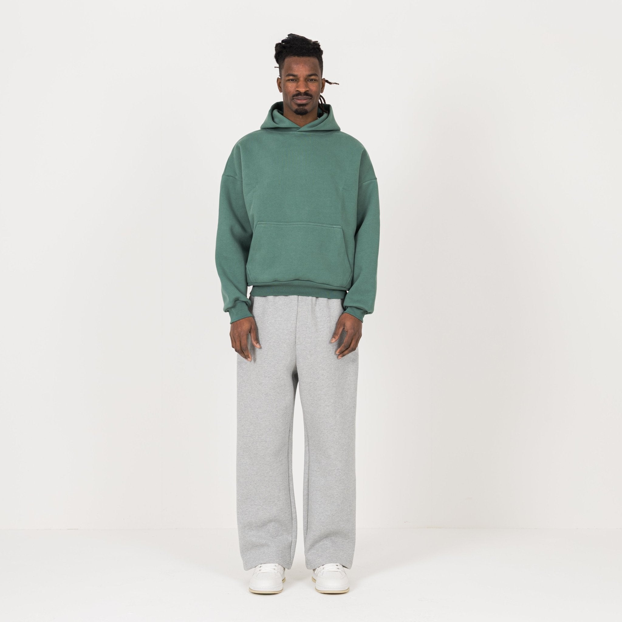 Model view of Destructive Sculpt Field Green Hoodie