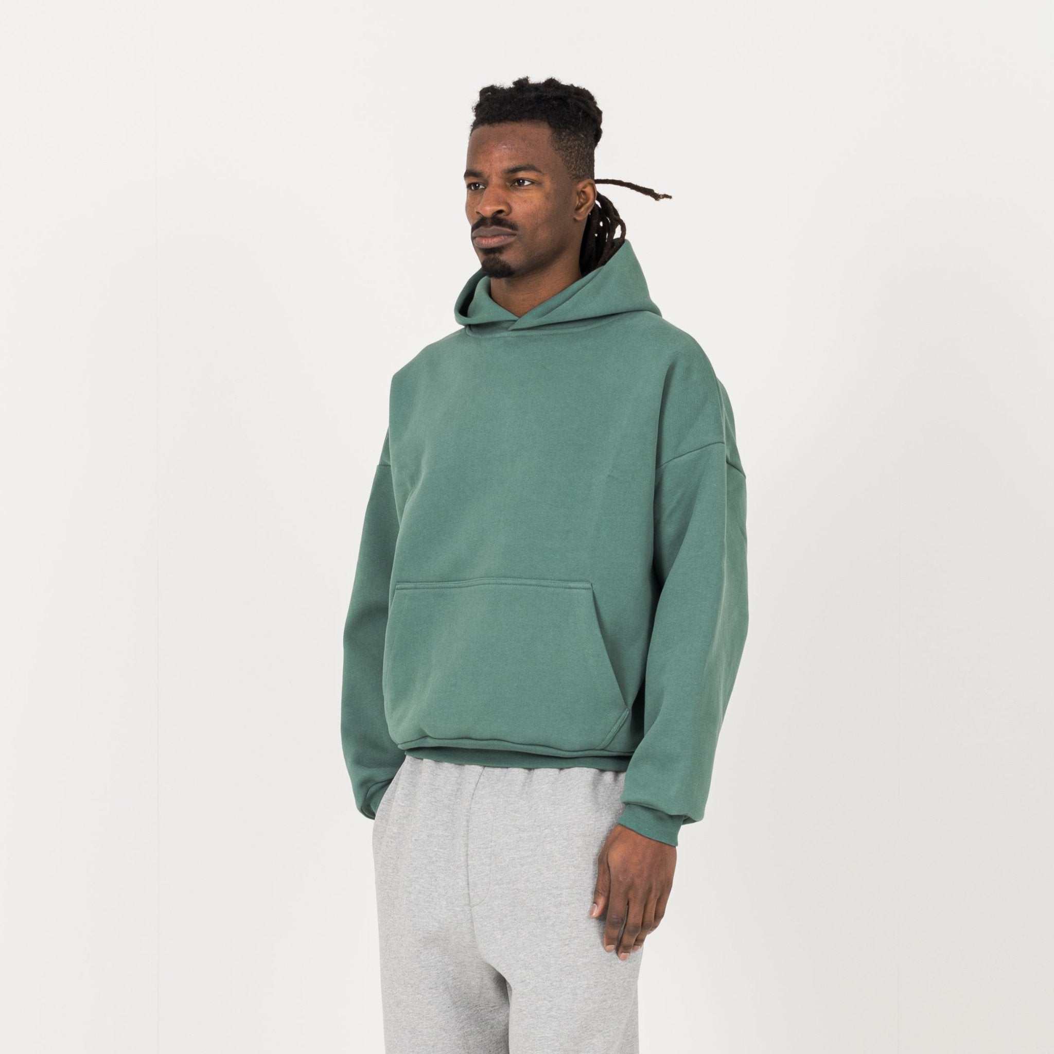 Model view of Destructive Sculpt Field Green Hoodie