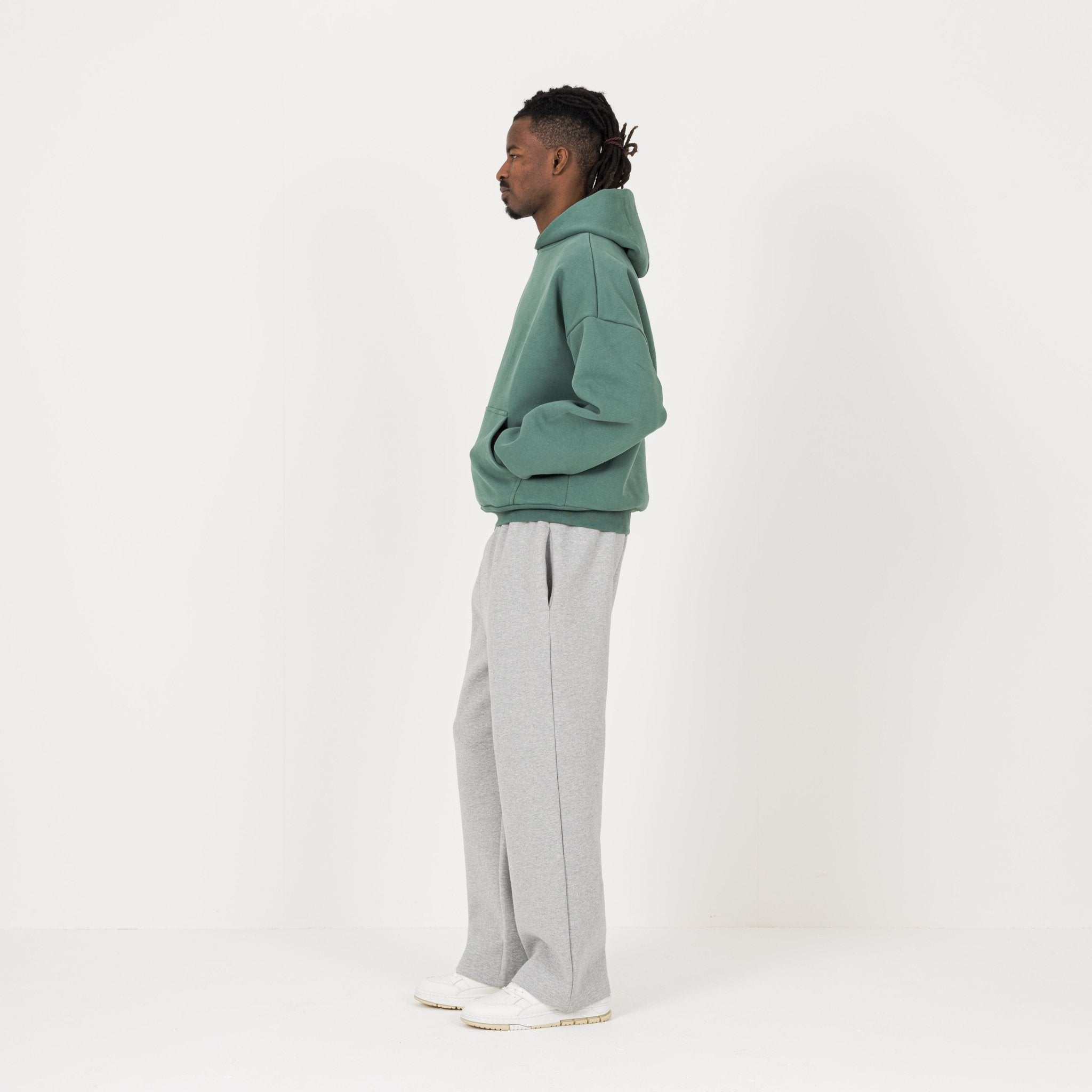 Model view of Destructive Sculpt Field Green Hoodie