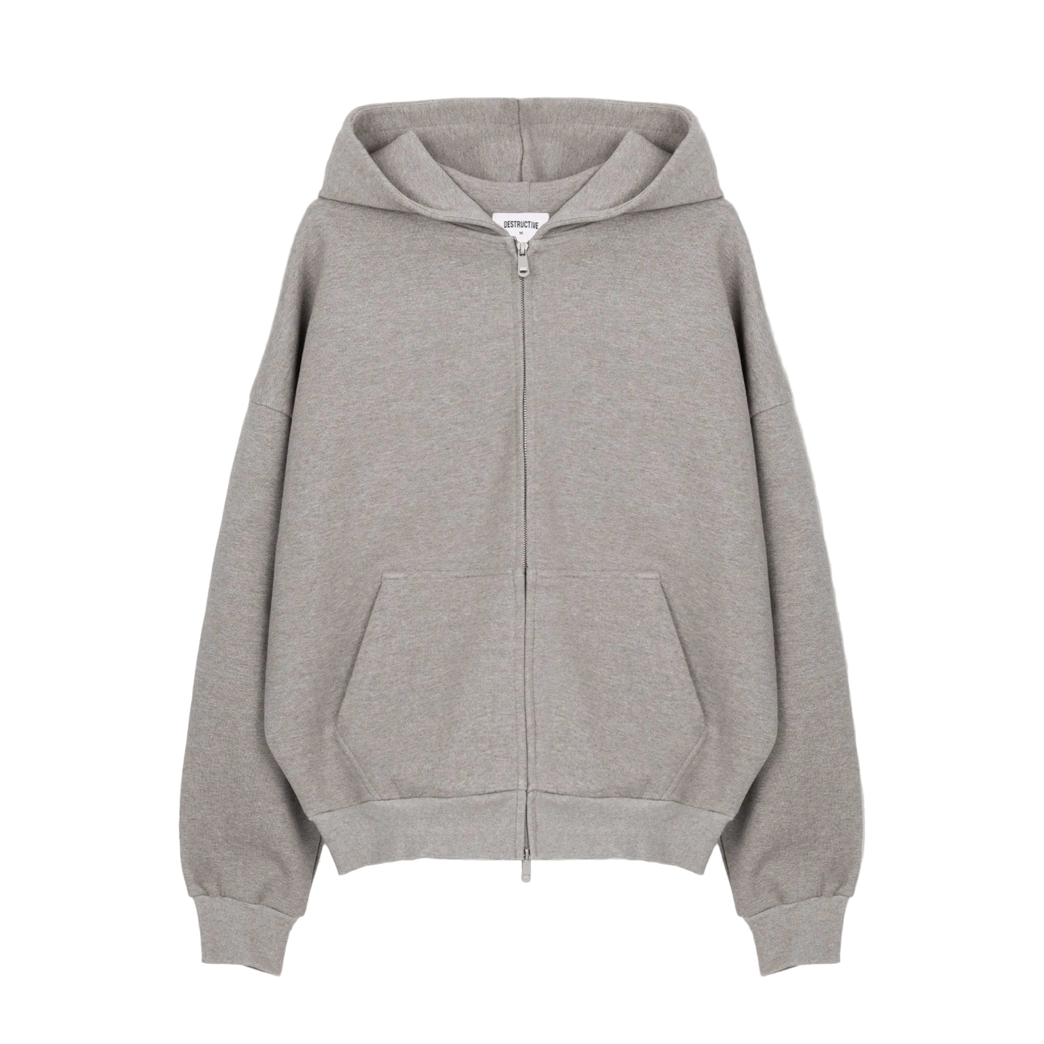Front view of Destructive Sculpt Zip Stone Marl Hoodies